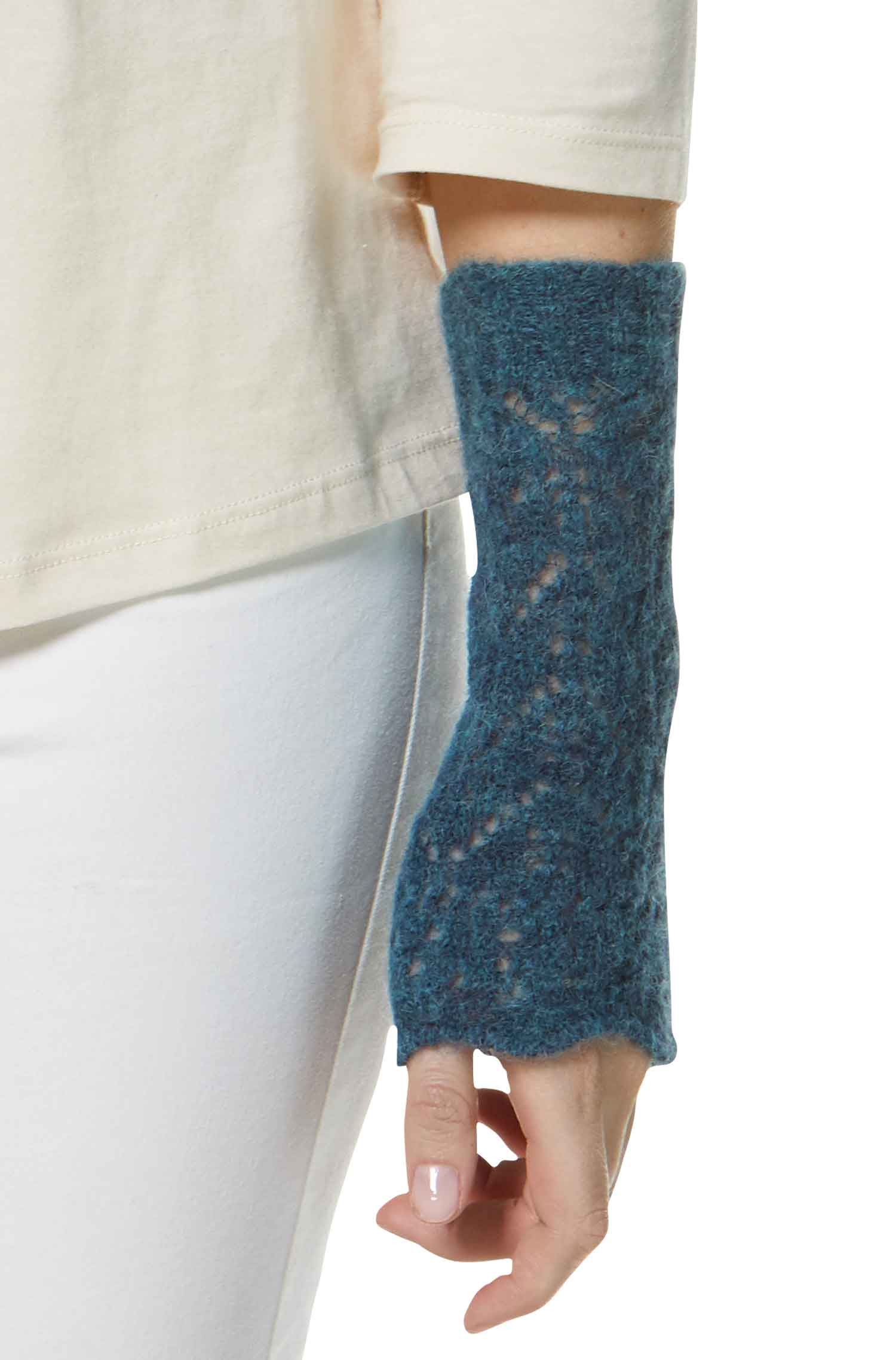 Alpaka Pulswärmer HADIA aus 55% Baby Alpaka & 26% Merino-petrol