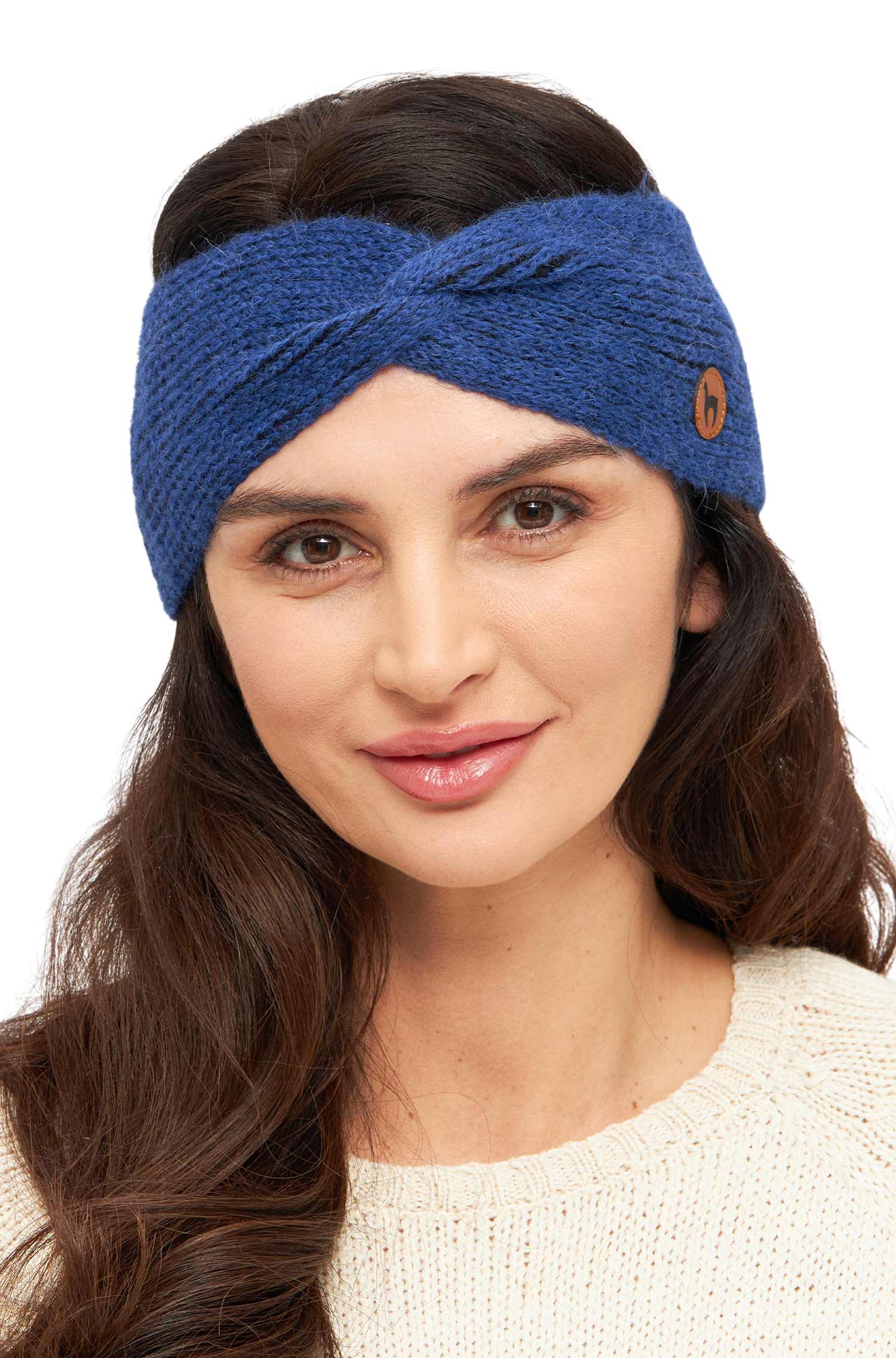 Stirnband MARINO mit Twist-blau/schwarz