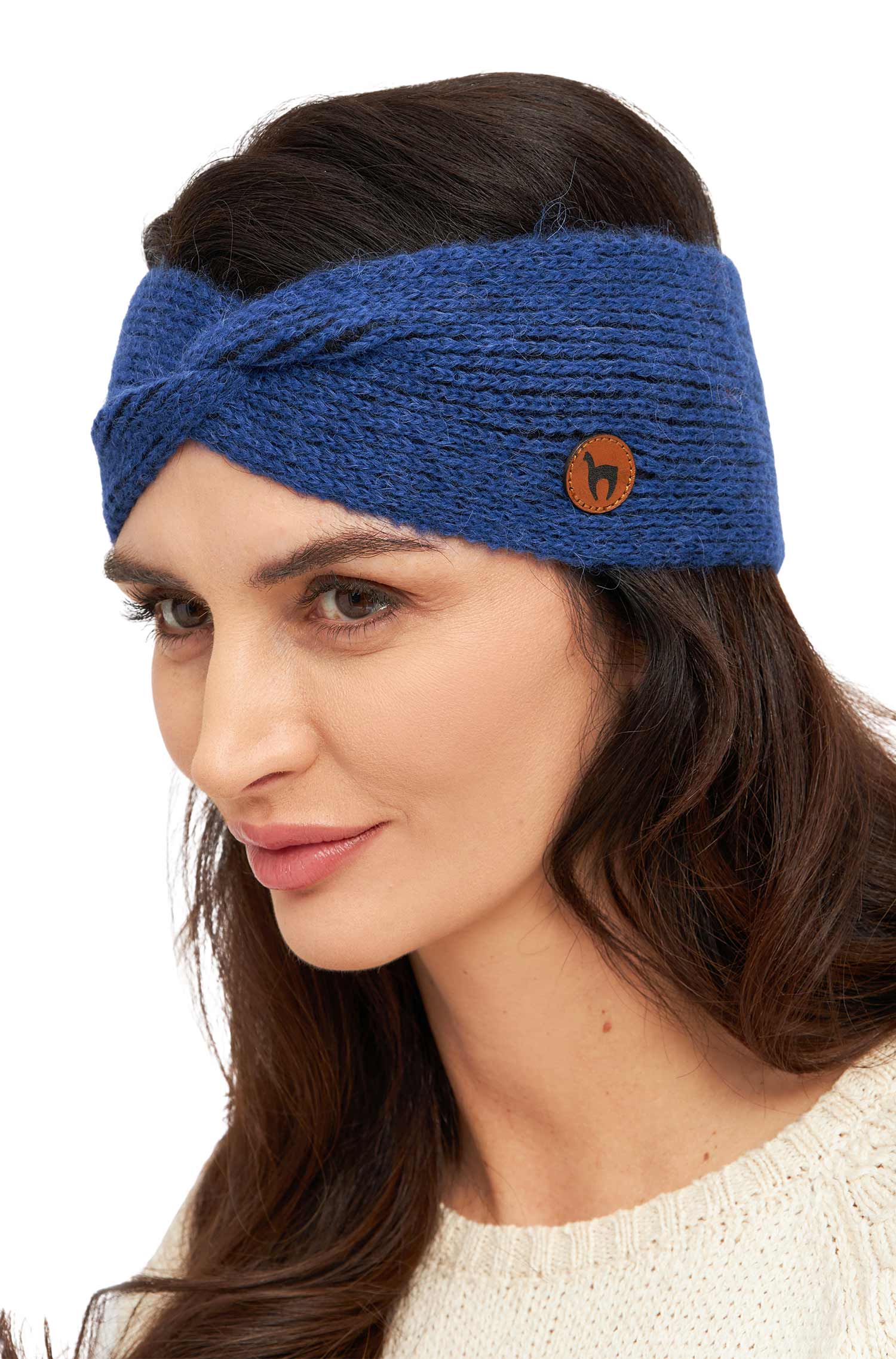 Stirnband MARINO mit Twist-blau/schwarz
