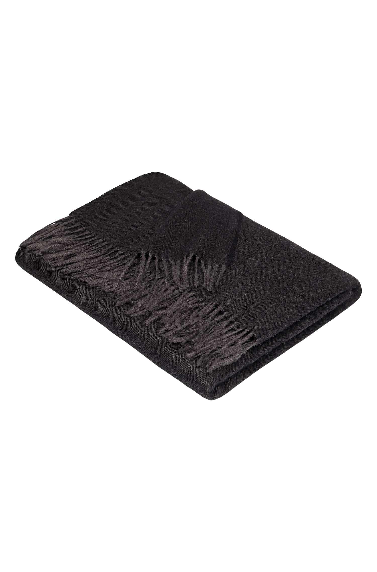 Alpaka Tages Decke FISCHGRAT aus 100% Baby Alpaka-schwarz/braun