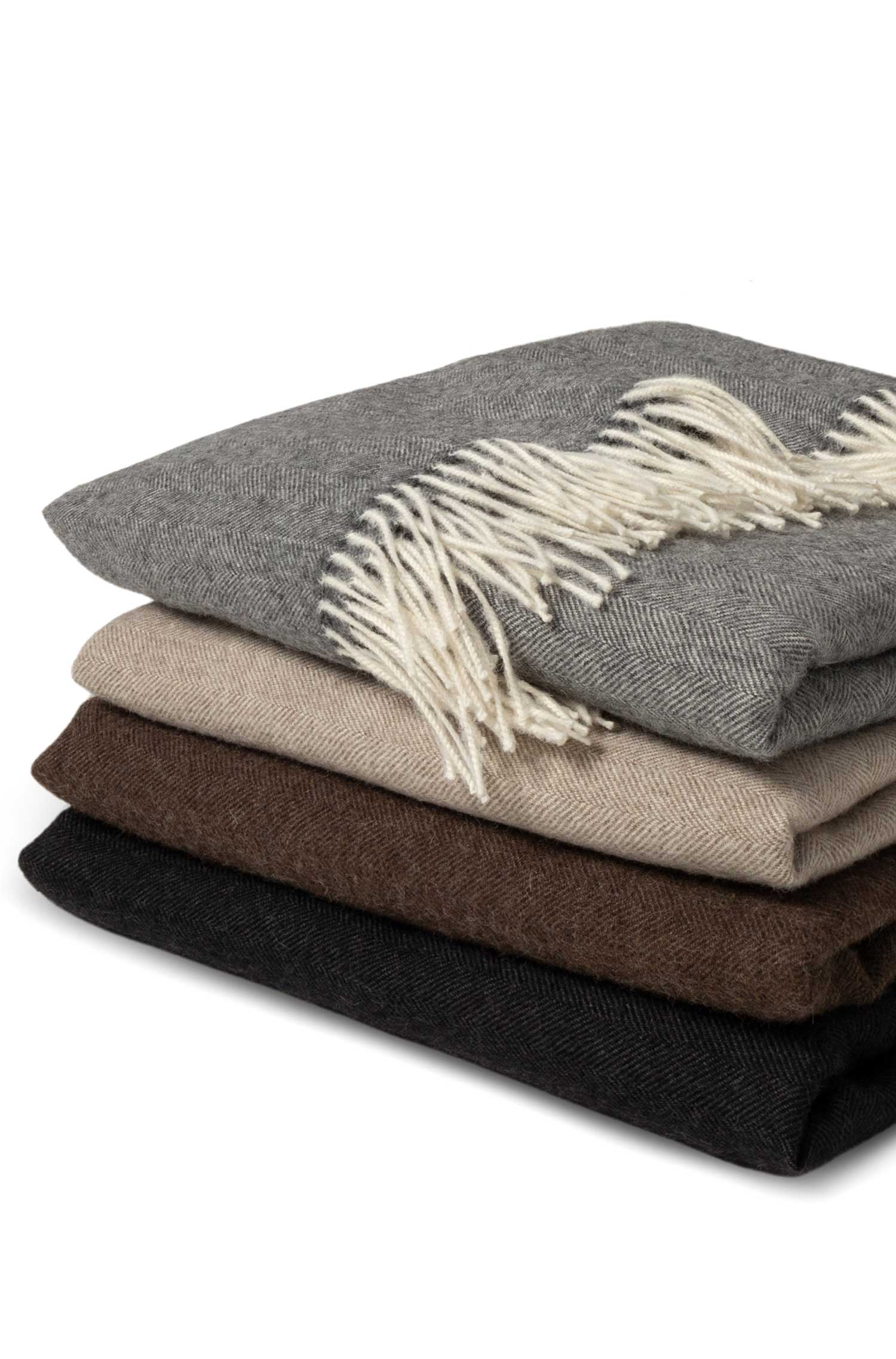 Alpaka Tages Decke FISCHGRAT aus 100% Baby Alpaka-schwarz/braun