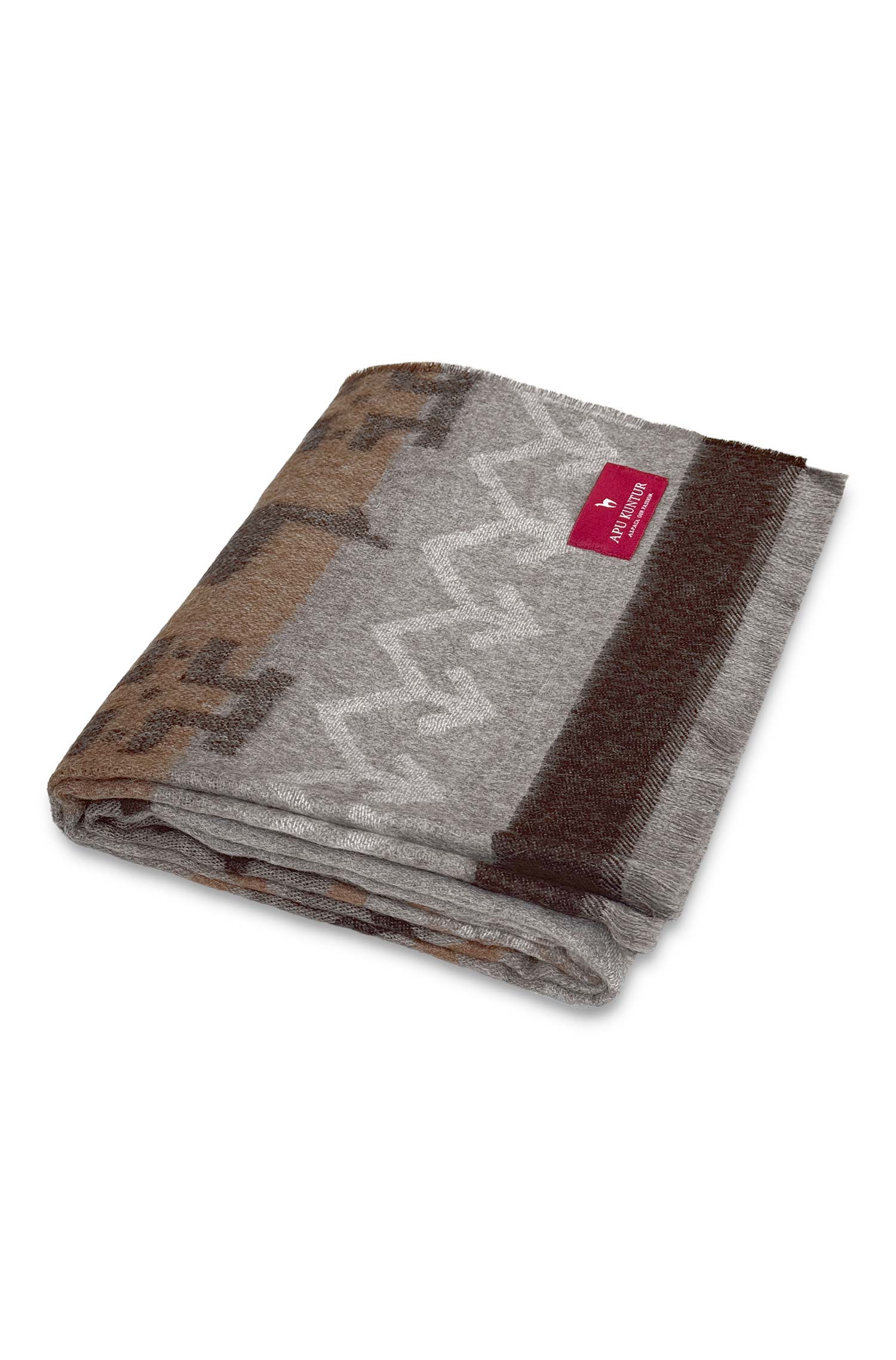 Alpaka Decke CAMINO aus 100% Baby Alpaka-stein/mokka