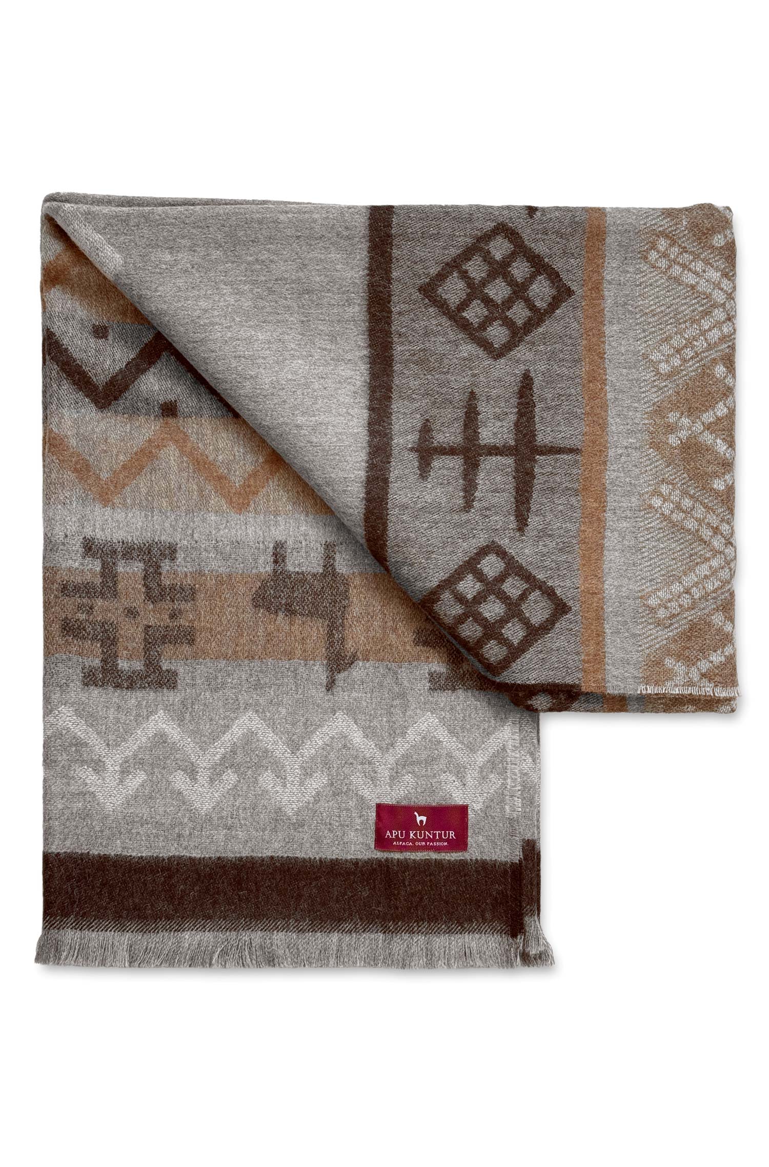 Alpaka Decke CAMINO aus 100% Baby Alpaka-stein/mokka