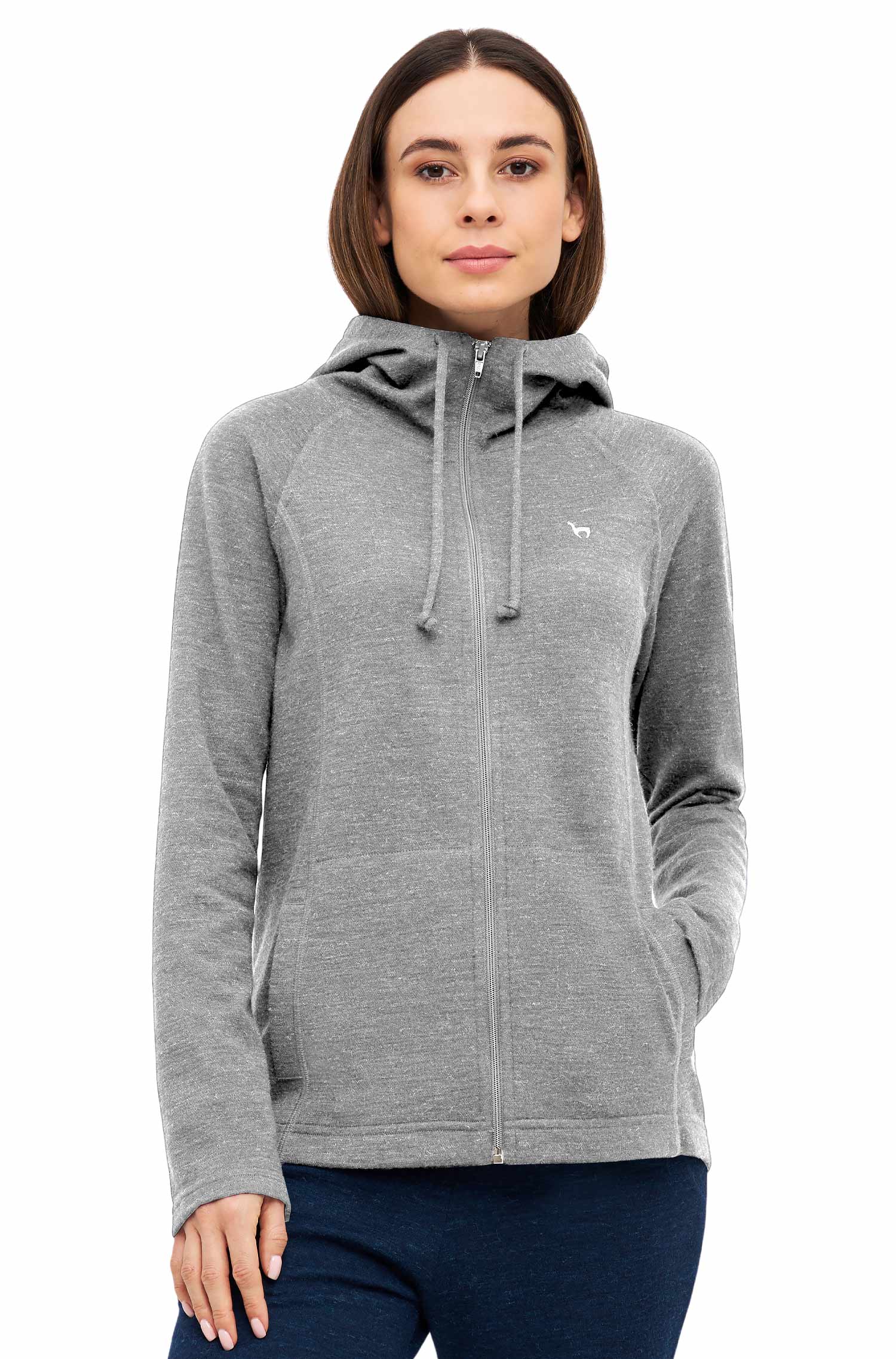 Alpaka Lounge-Hoody THERMO-silber melange