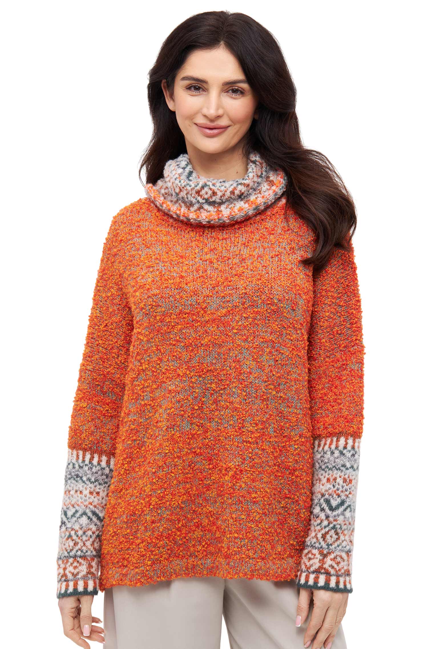 Alpaka Pullover COLORES ANDEN-orange meliert