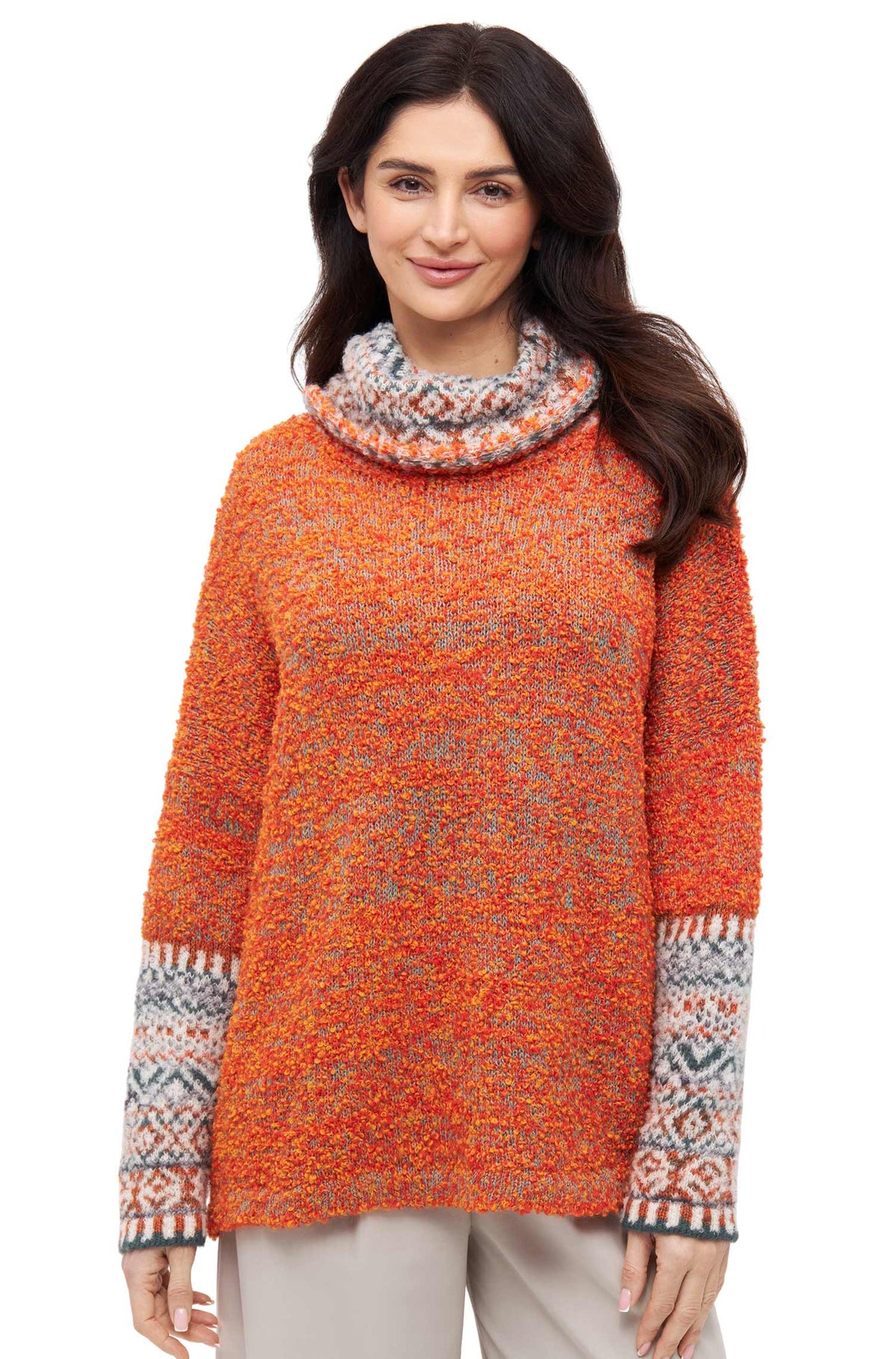Alpaka Pullover COLORES ANDEN-orange meliert