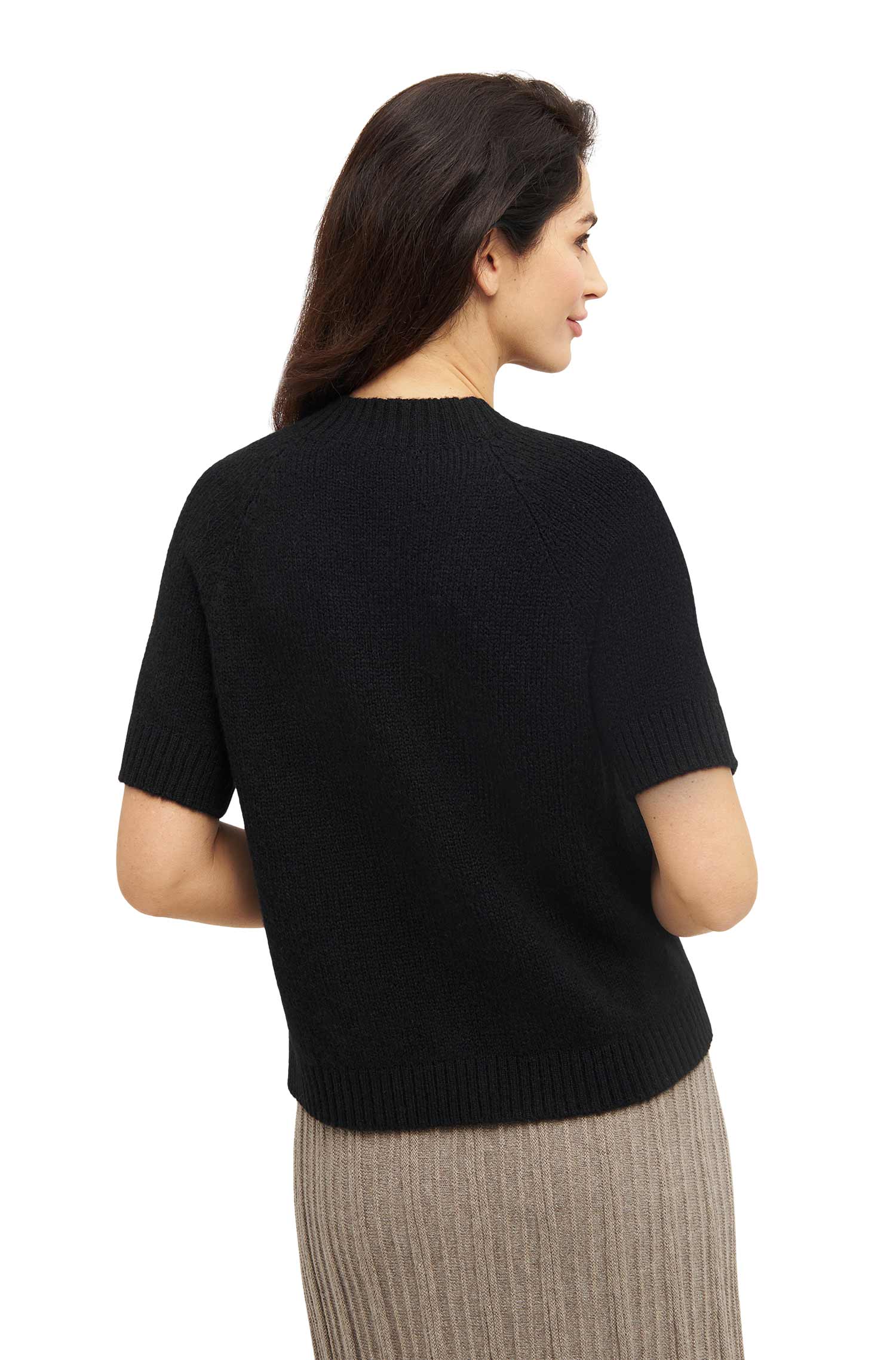 Alpaka Kurzarm-Pullover PACA-schwarz