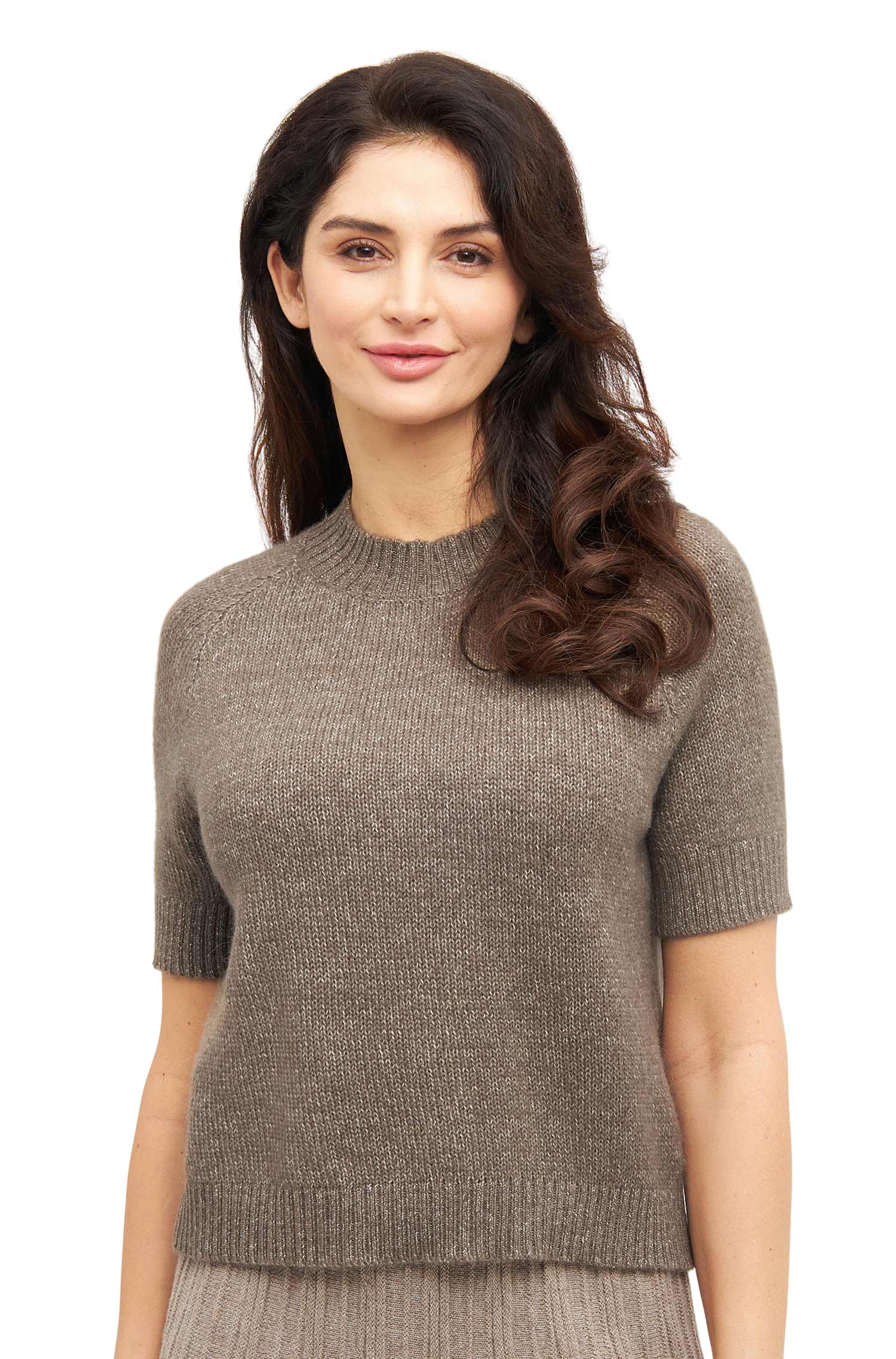 Alpaka Kurzarm-Pullover PACA-taupe