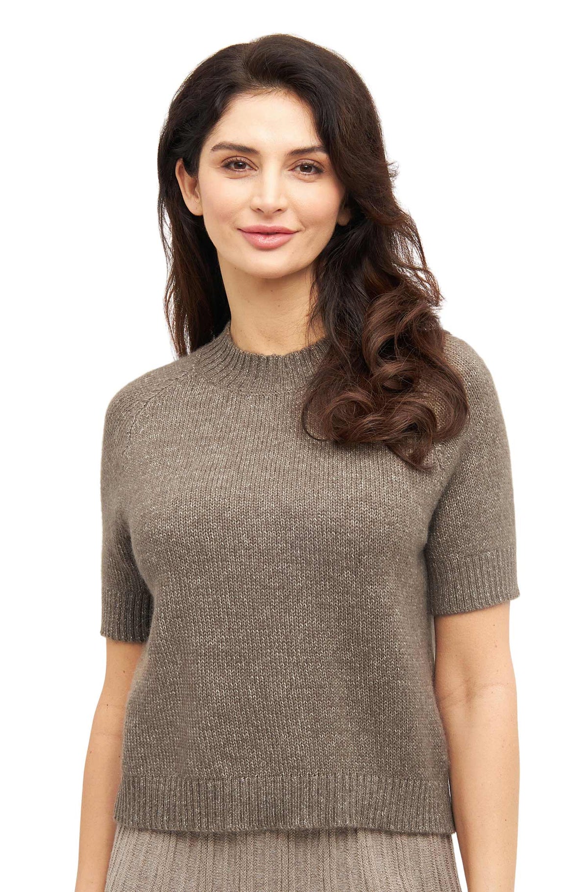 Alpaka Kurzarm-Pullover PACA-taupe