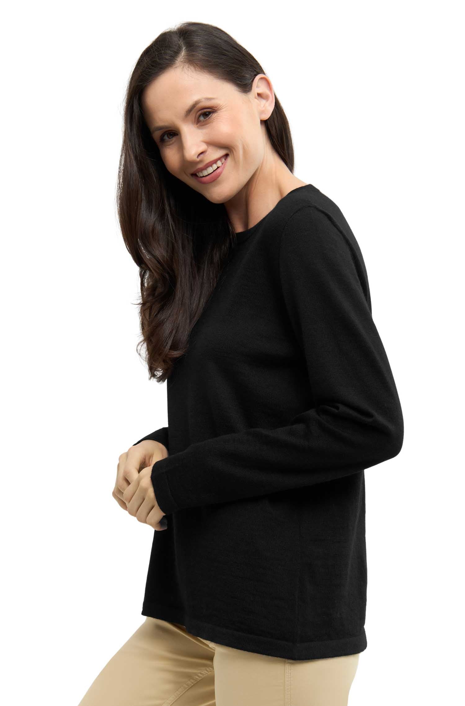 Alpaka Damen Pullover APUSENTIAL-schwarz