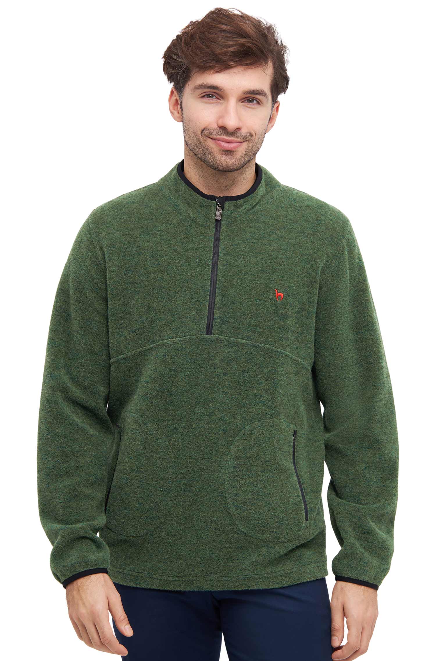 Alpaka Unisex Troyer APU FLEECE-waldgrün
