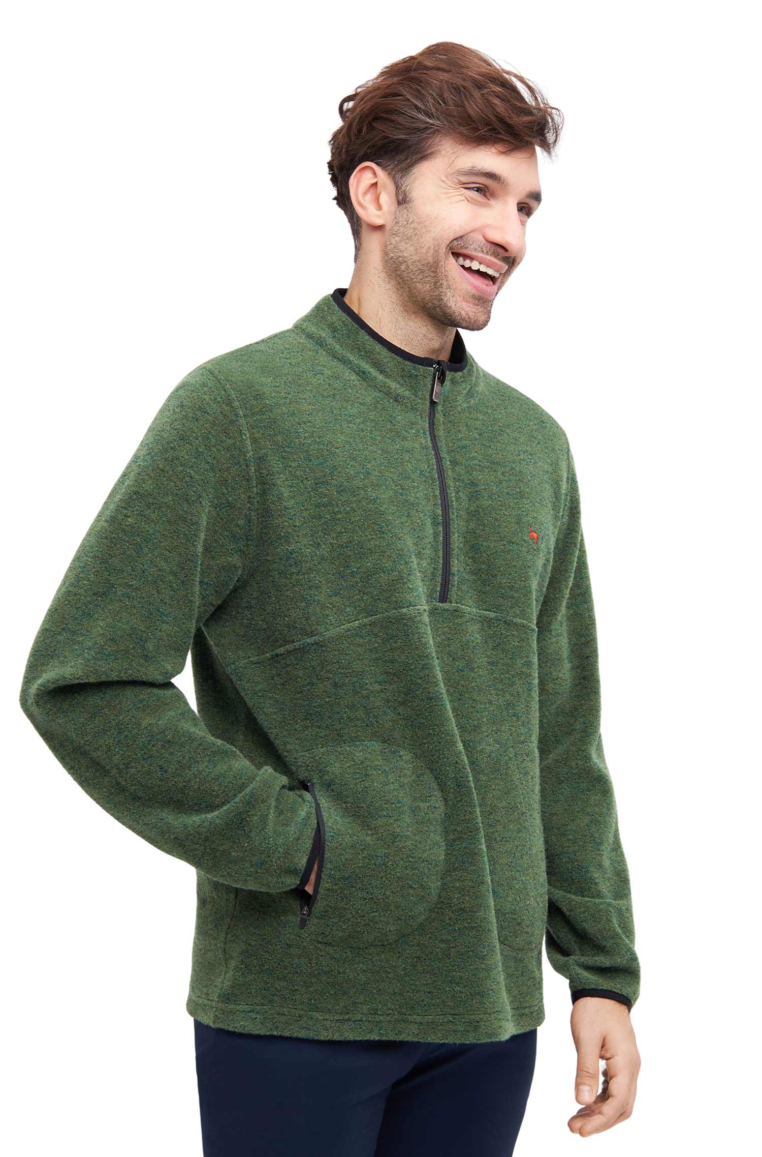 Alpaka Unisex Troyer APU FLEECE-waldgrün