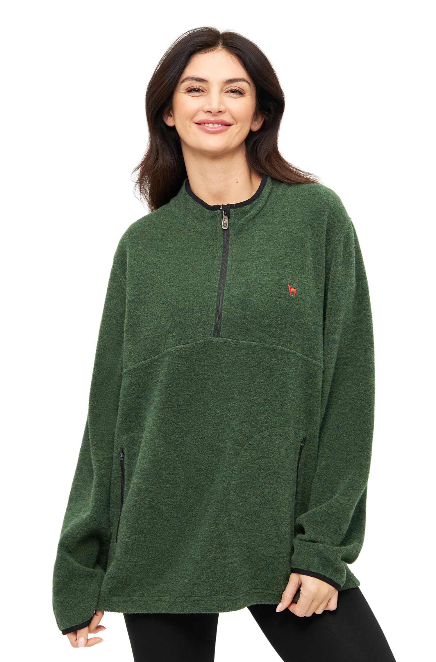 Alpaka Unisex Troyer APU FLEECE-waldgrün