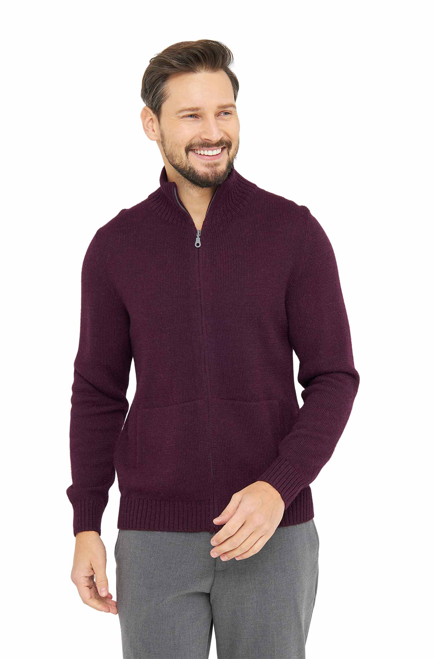Alpaka Strickjacke RONALDO-aubergine