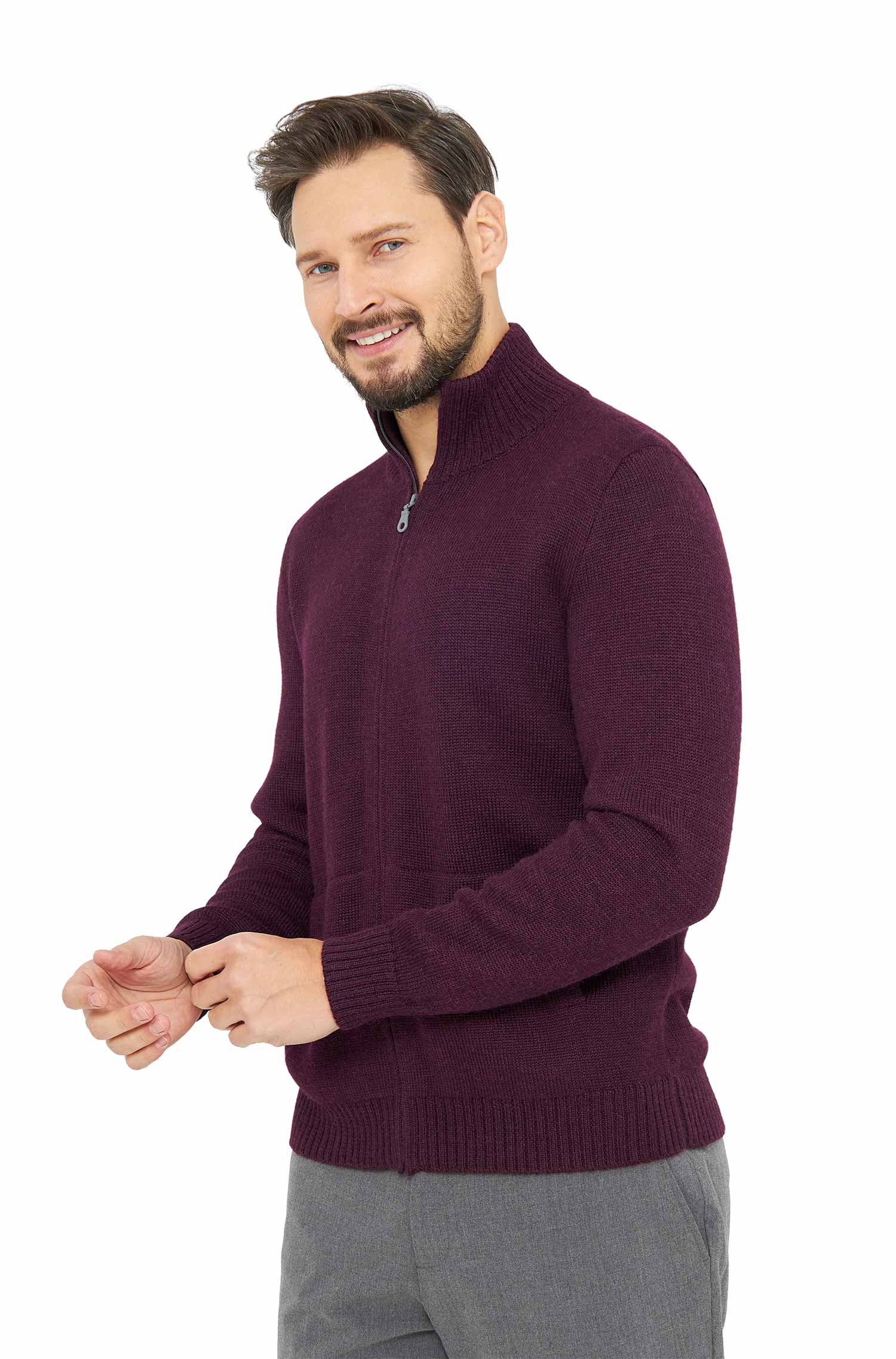 Alpaka Strickjacke RONALDO-aubergine