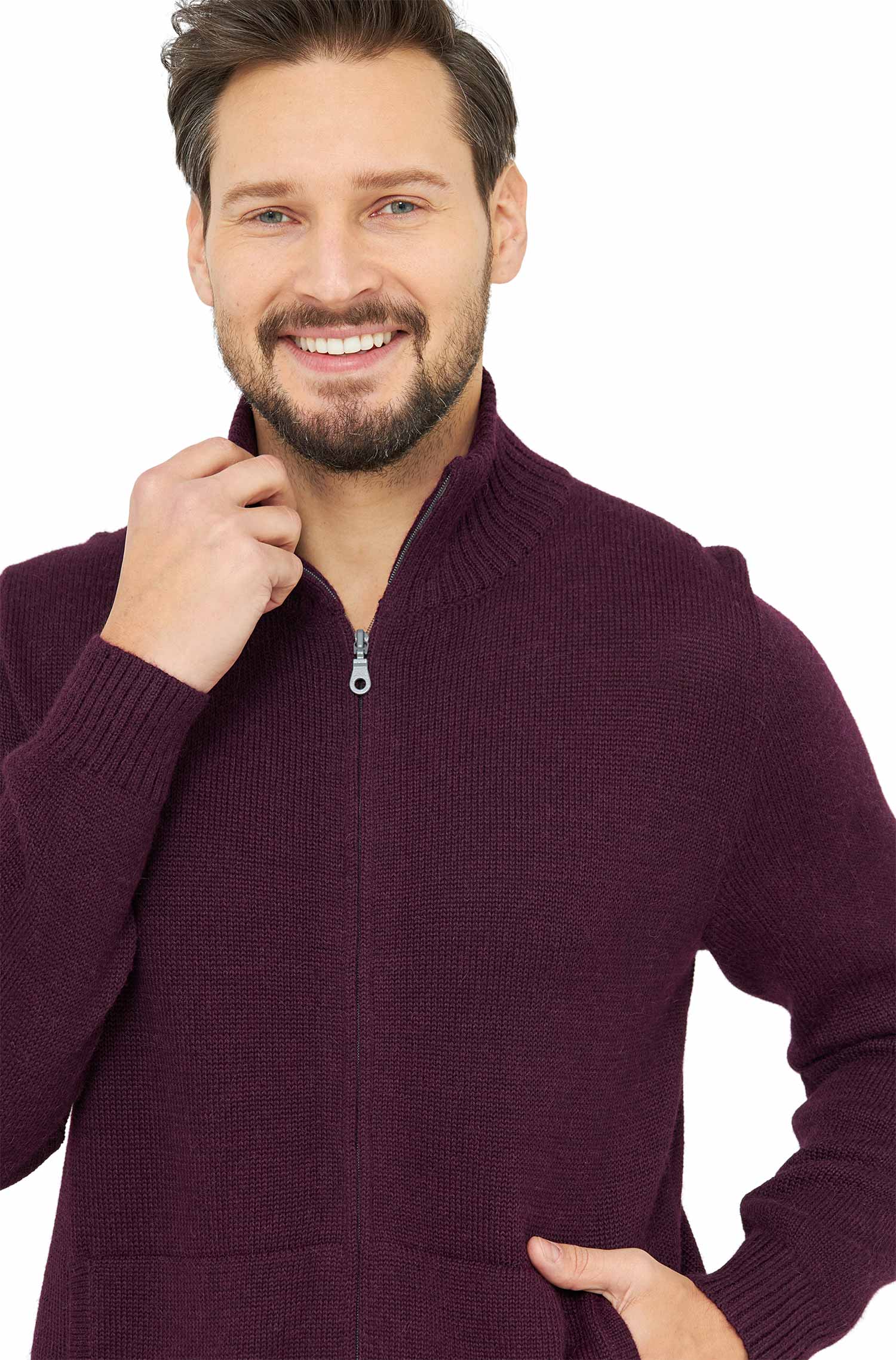 Alpaka Strickjacke RONALDO-aubergine