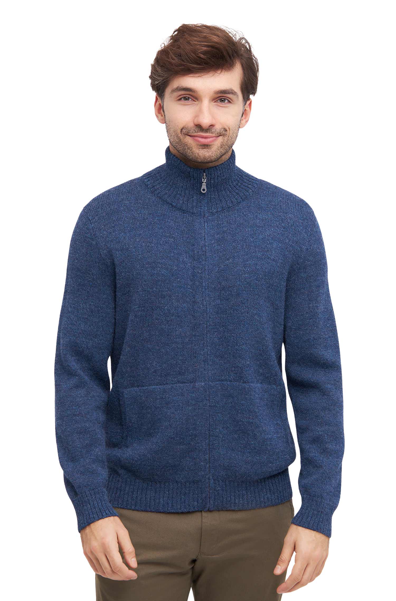 Alpaka Strickjacke RONALDO-blau meliert