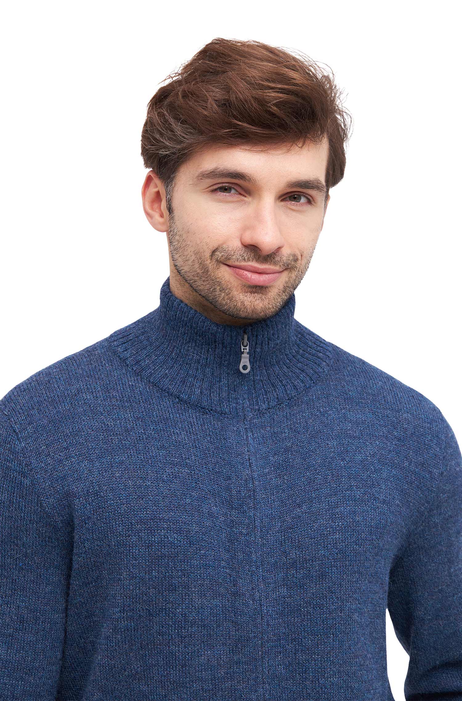 Alpaka Strickjacke RONALDO-blau meliert