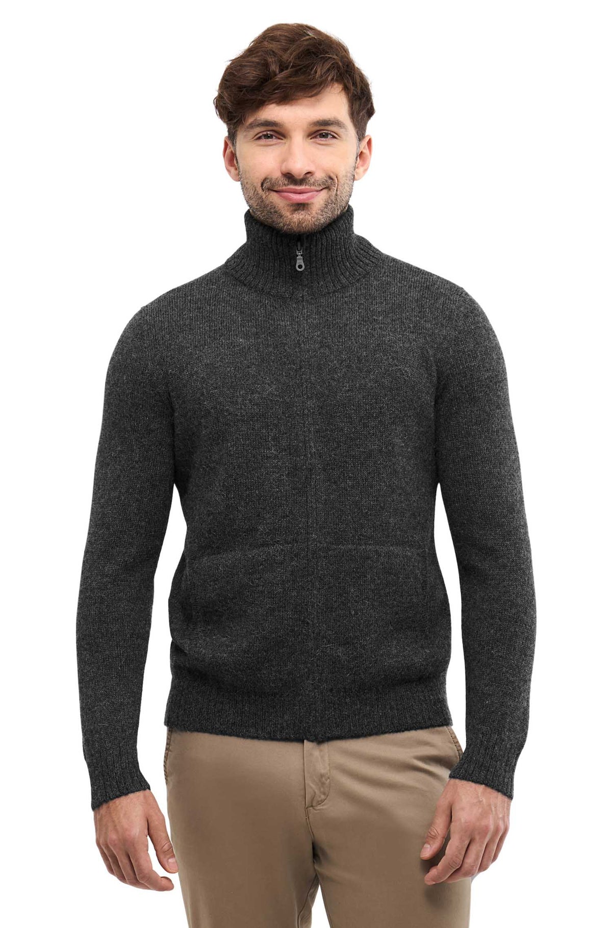 Alpaka Strickjacke RONALDO-grau