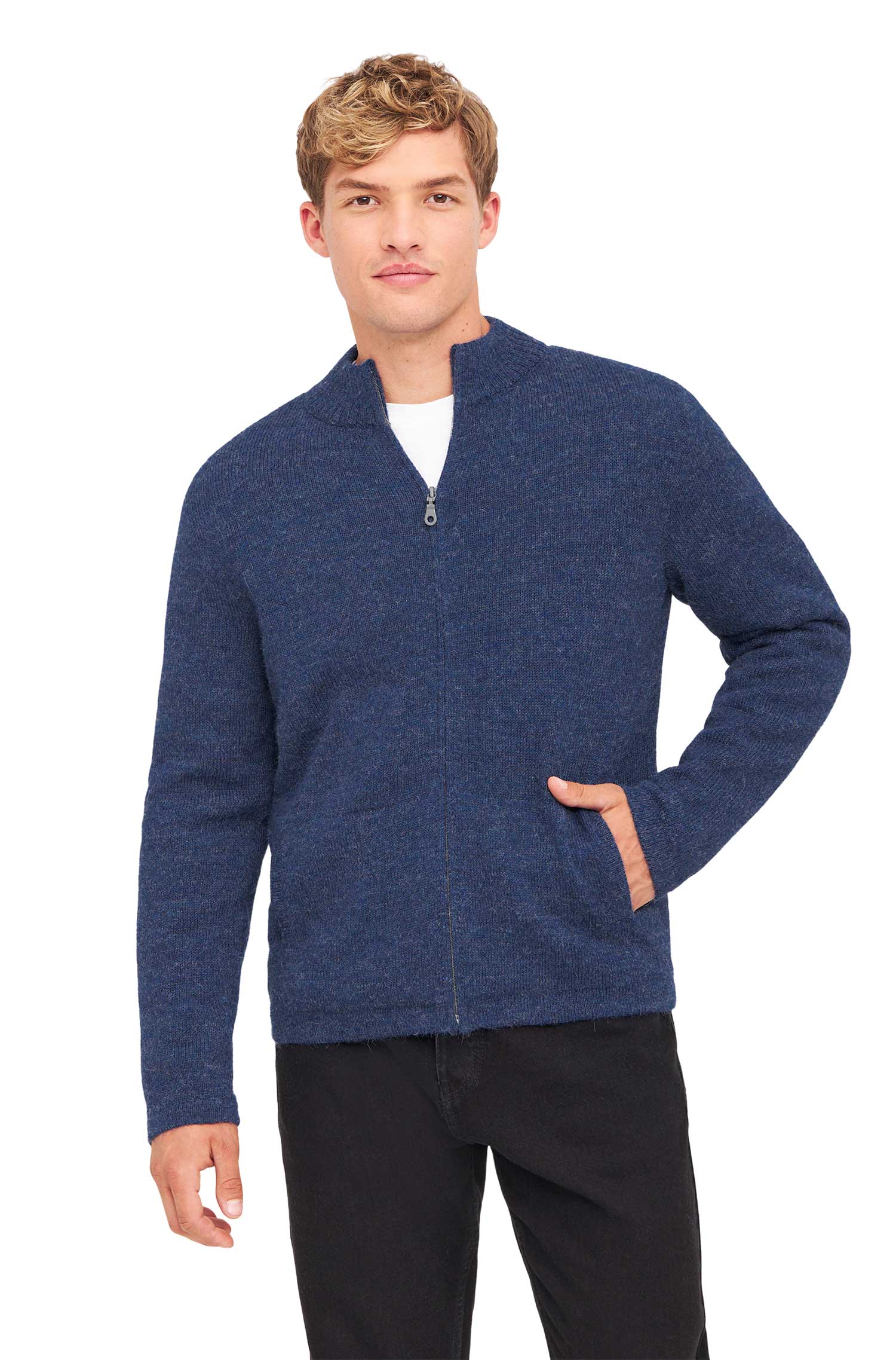 Alpaka Strickjacke BEAU-jeansblau