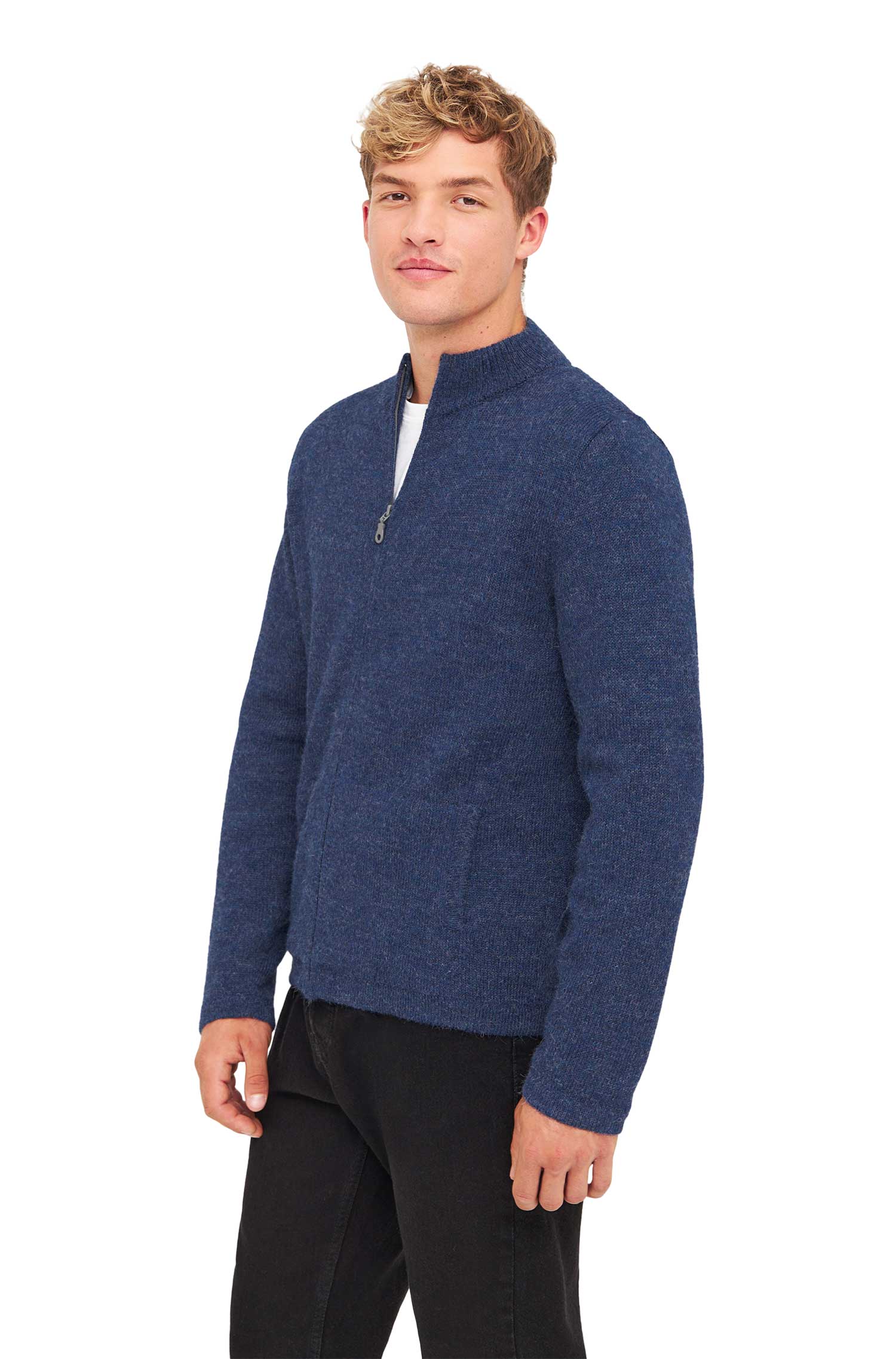 Alpaka Strickjacke BEAU-jeansblau