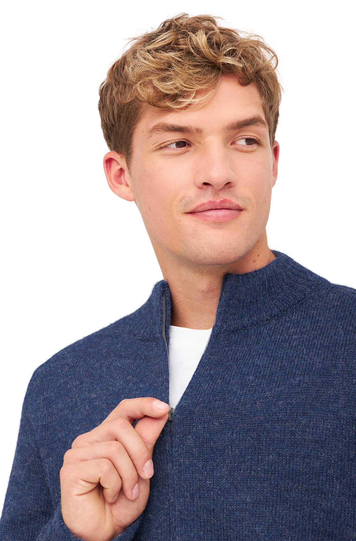 Alpaka Strickjacke BEAU-jeansblau