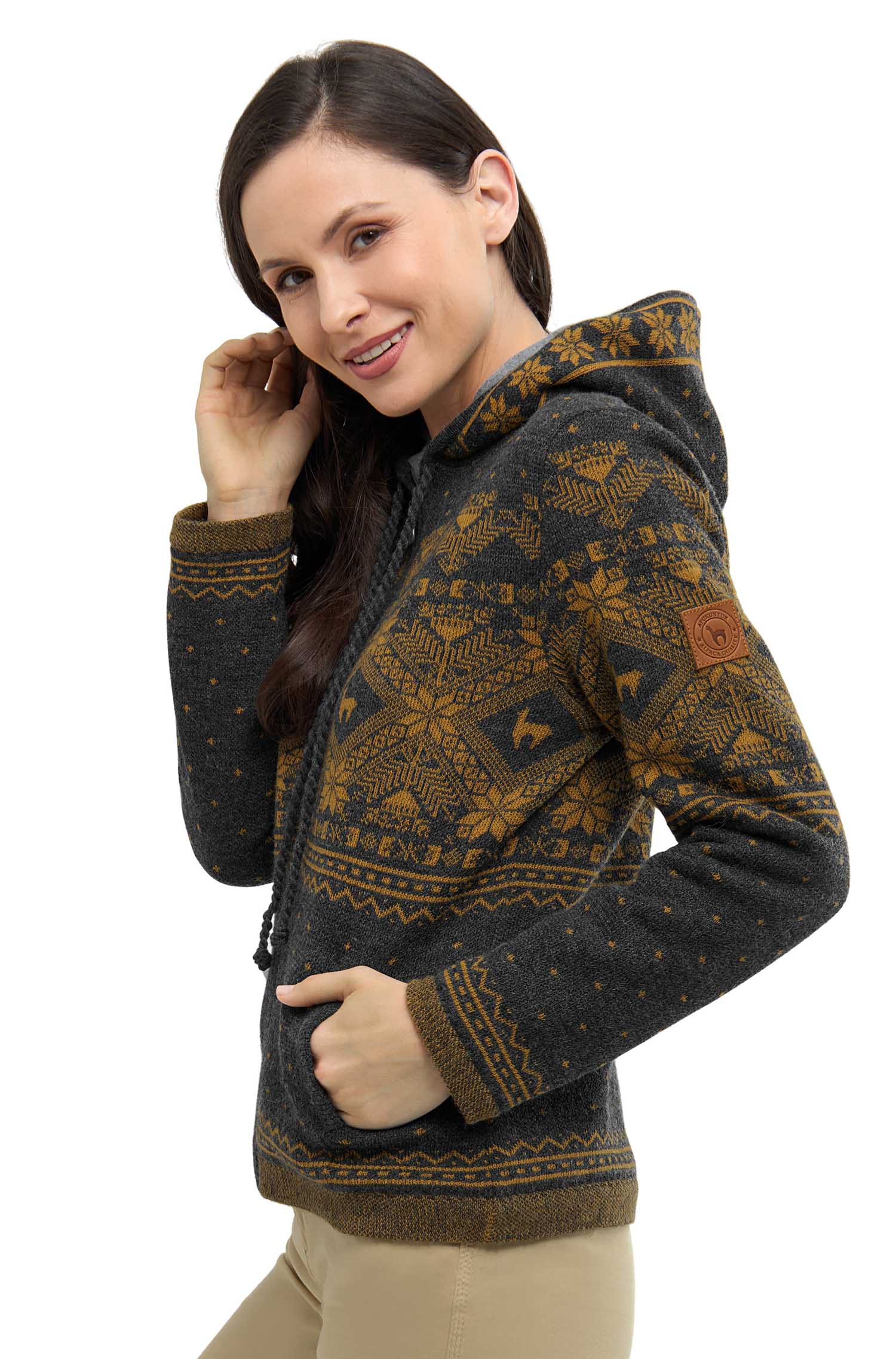 Alpaka Strickjacke ANDEN ROCA | gefüttert-anthrazit