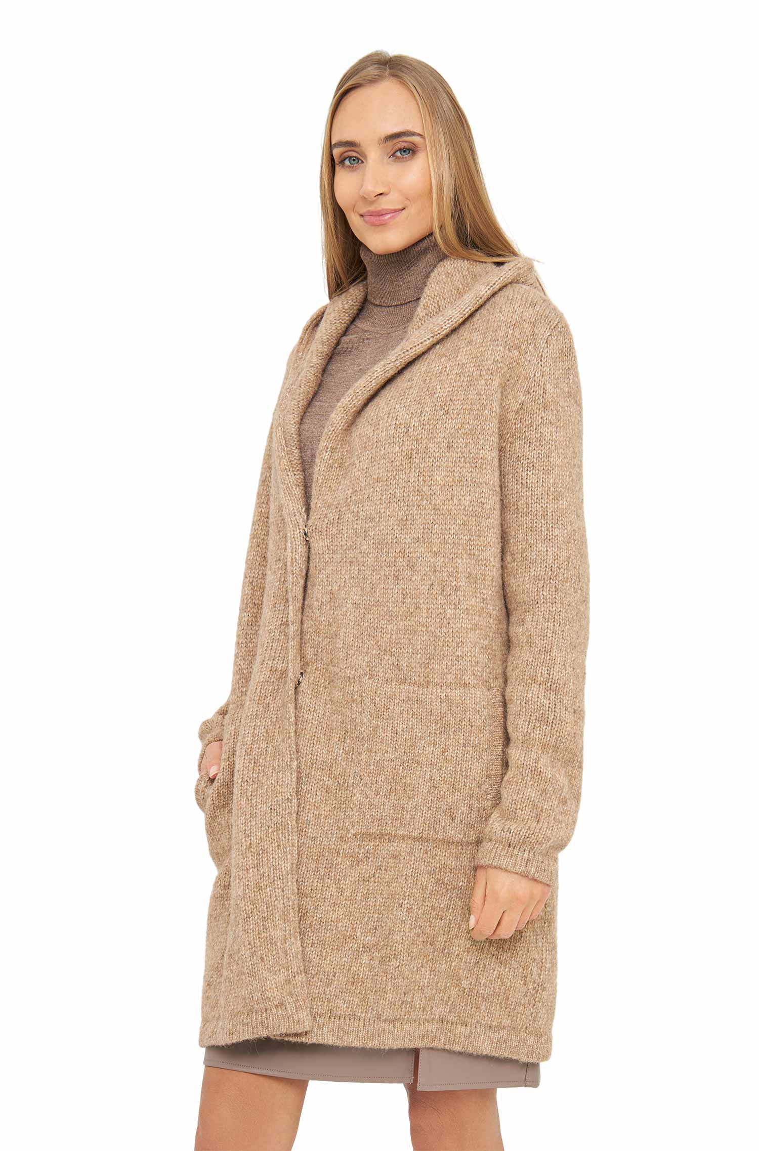 Alpaka Strickjacke ANNABELL-beige meliert