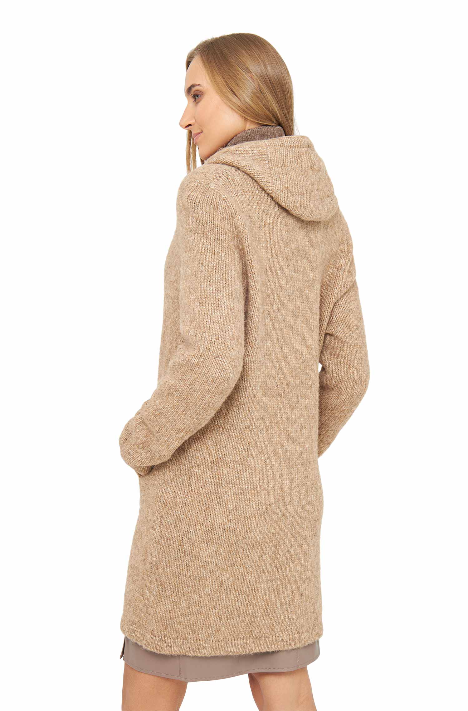 Alpaka Strickjacke ANNABELL-beige meliert