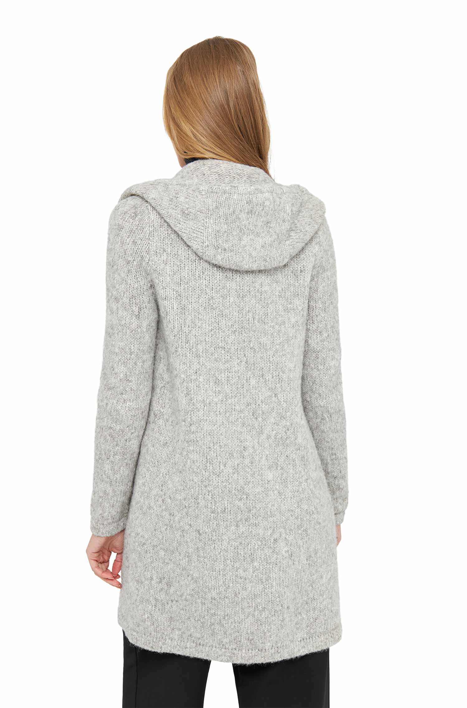 Alpaka Strickjacke ANNABELL-hellgrau meliert