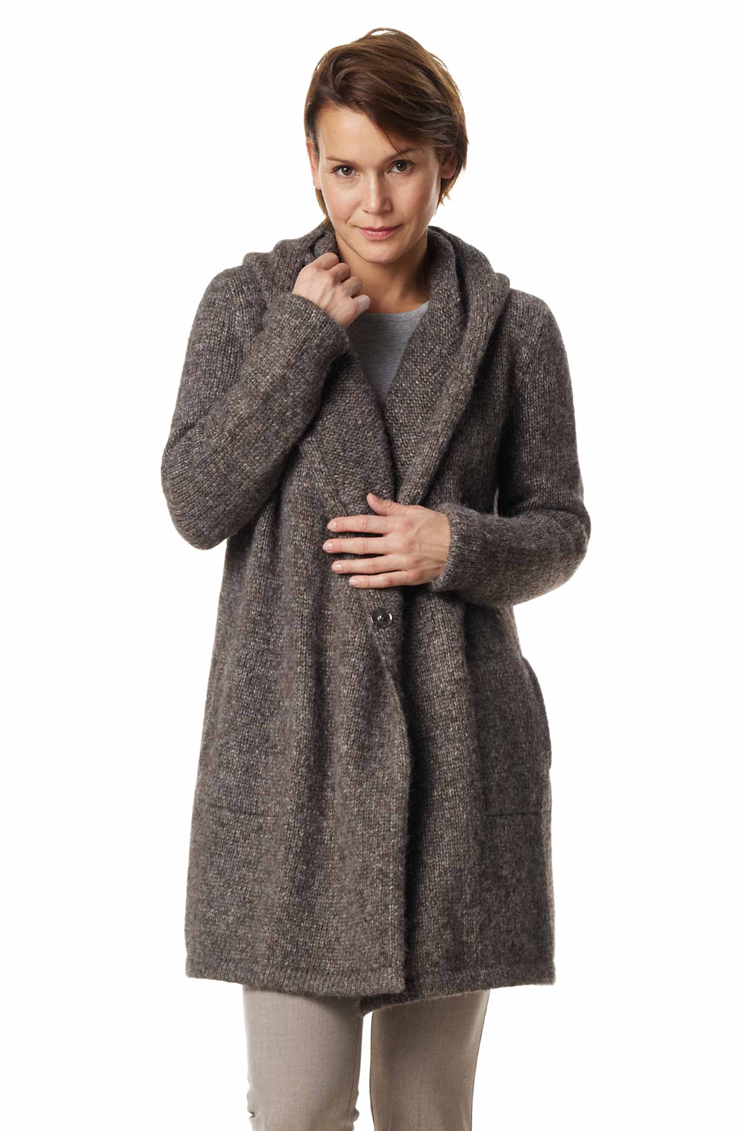 Alpaka Strickjacke ANNABELL-walnussbraun