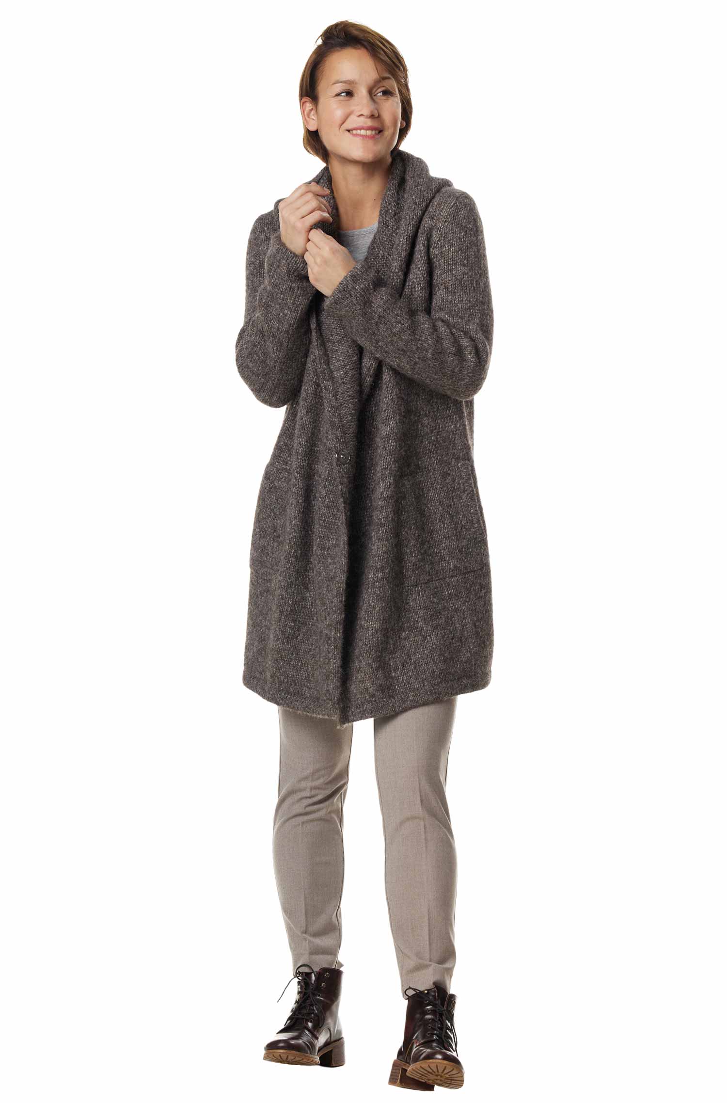 Alpaka Strickjacke ANNABELL-walnussbraun