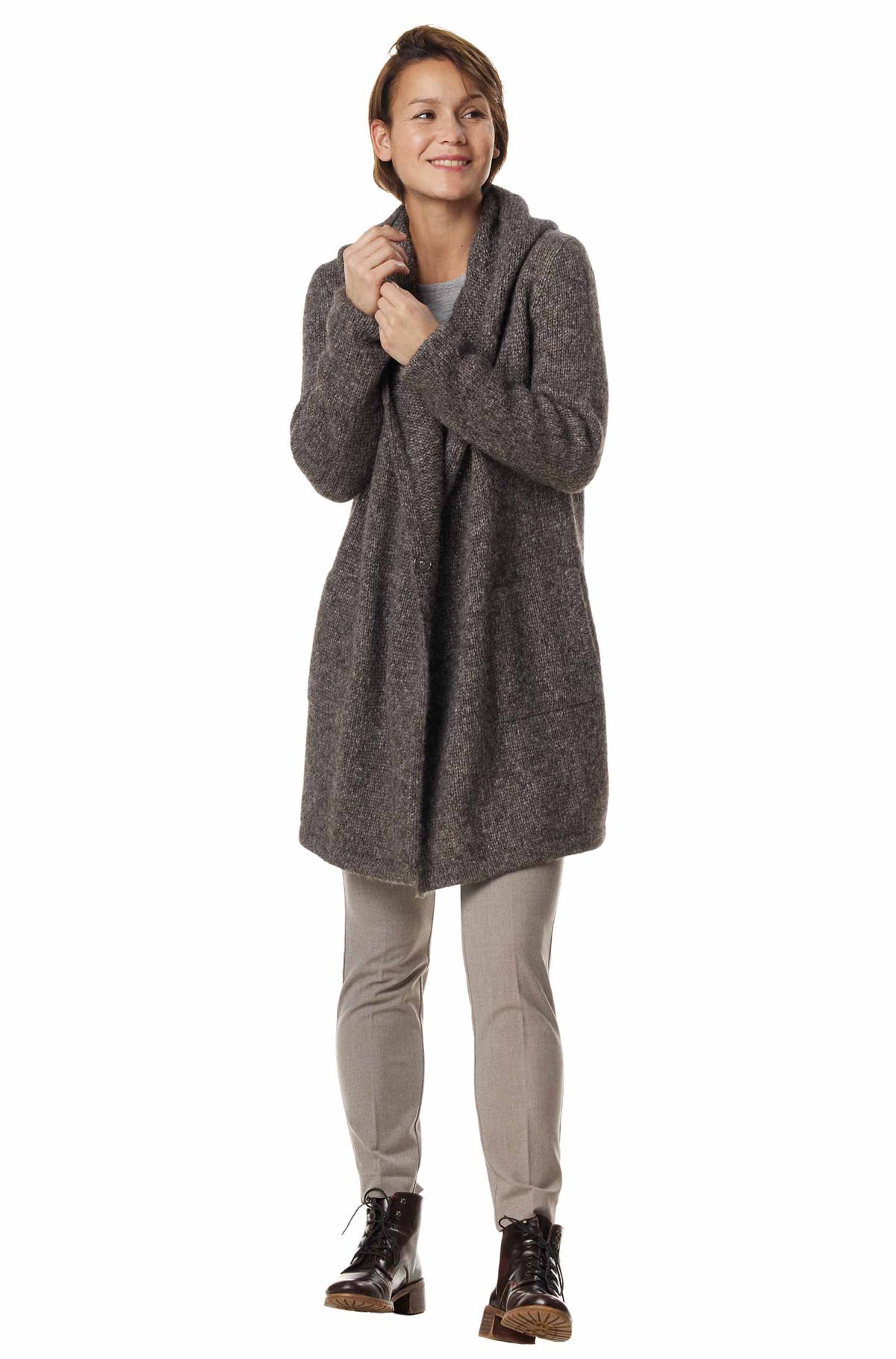 Alpaka Strickjacke ANNABELL-walnussbraun