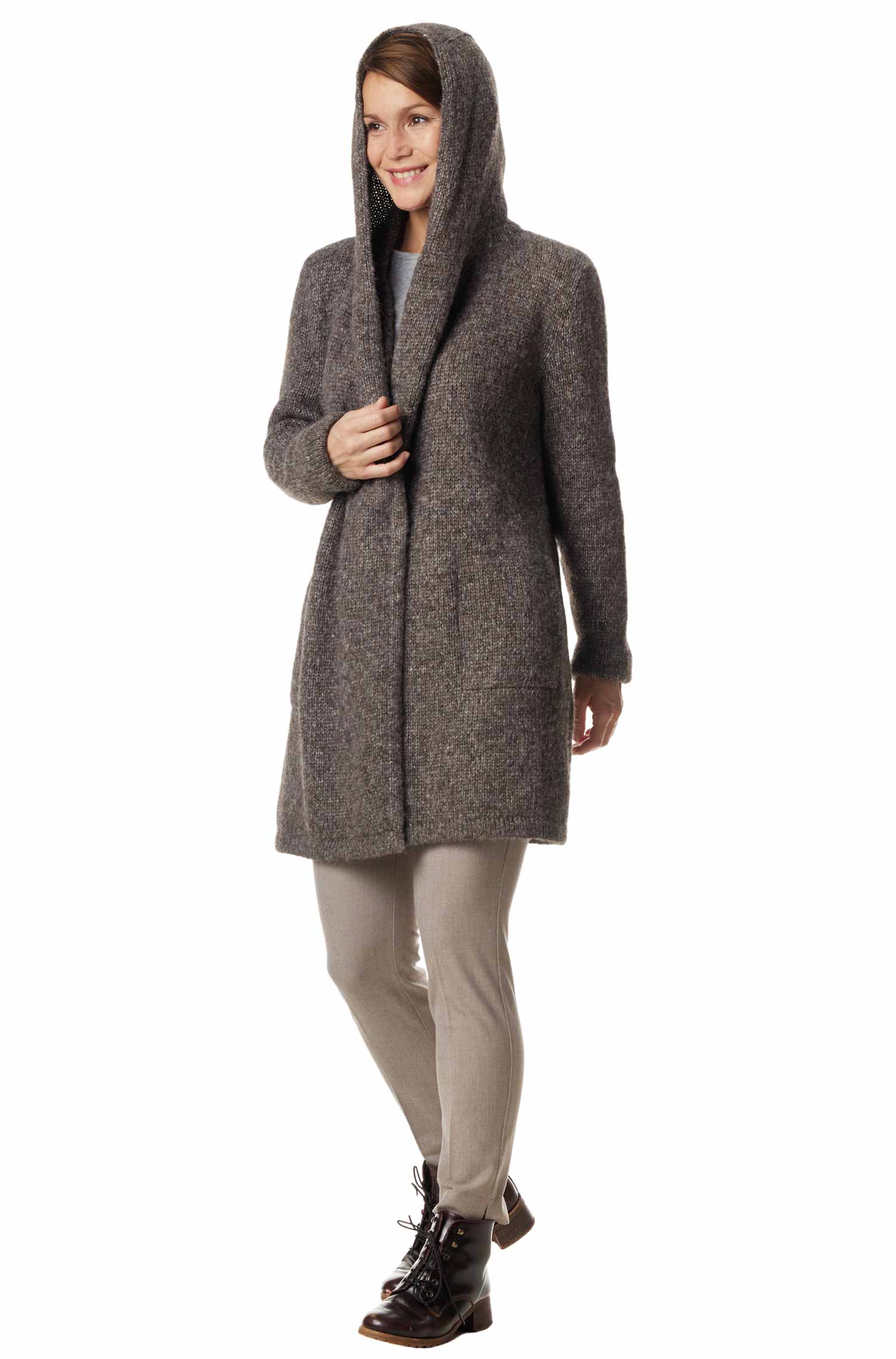 Alpaka Strickjacke ANNABELL-walnussbraun