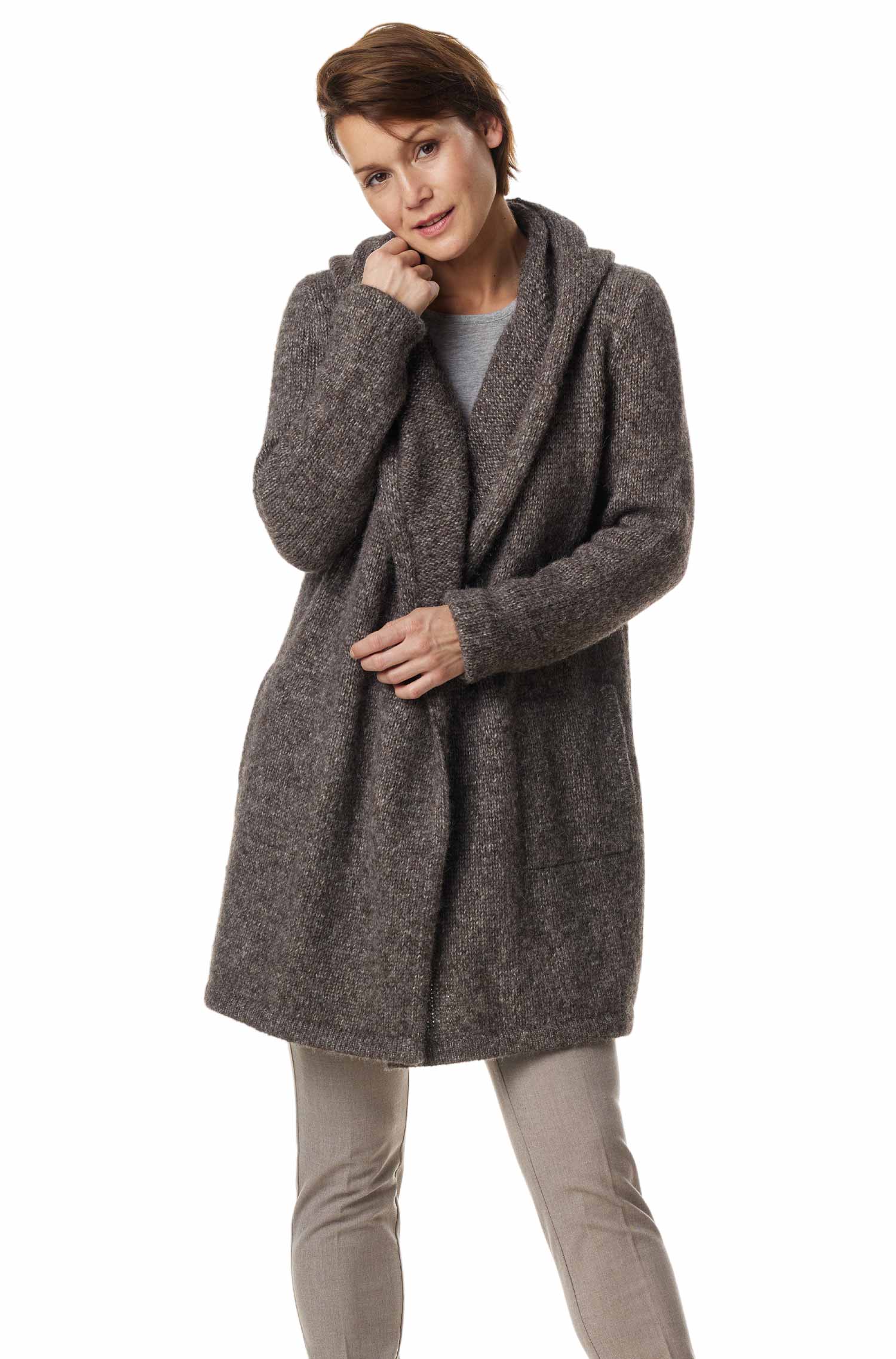 Alpaka Strickjacke ANNABELL-walnussbraun