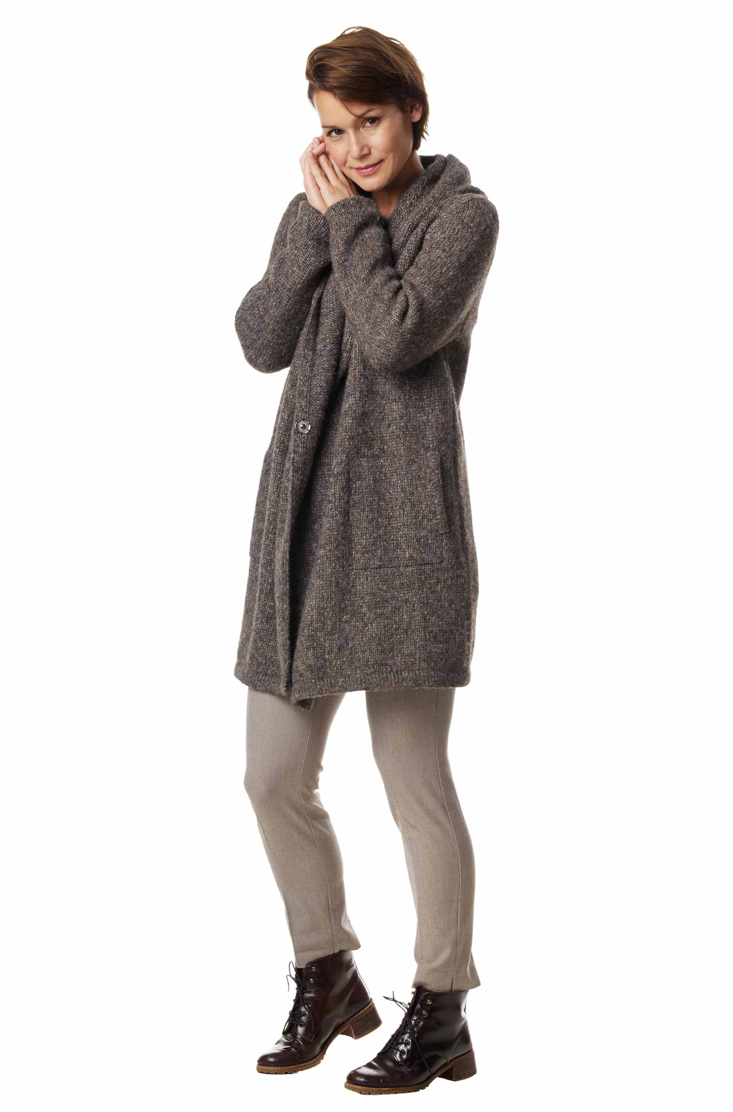 Alpaka Strickjacke ANNABELL-walnussbraun