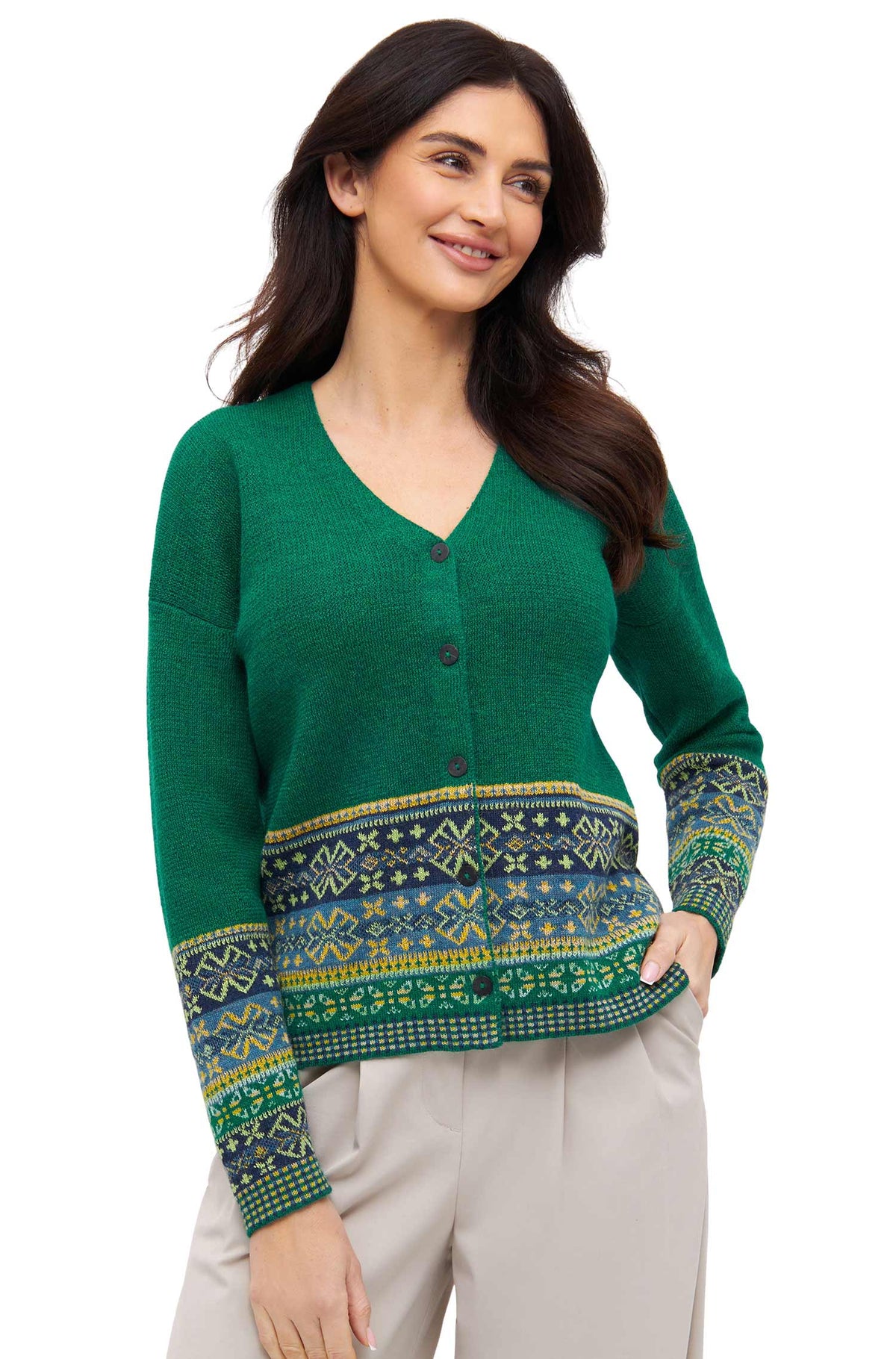 Alpaka Strickjacke COLORES ANDEN-jade