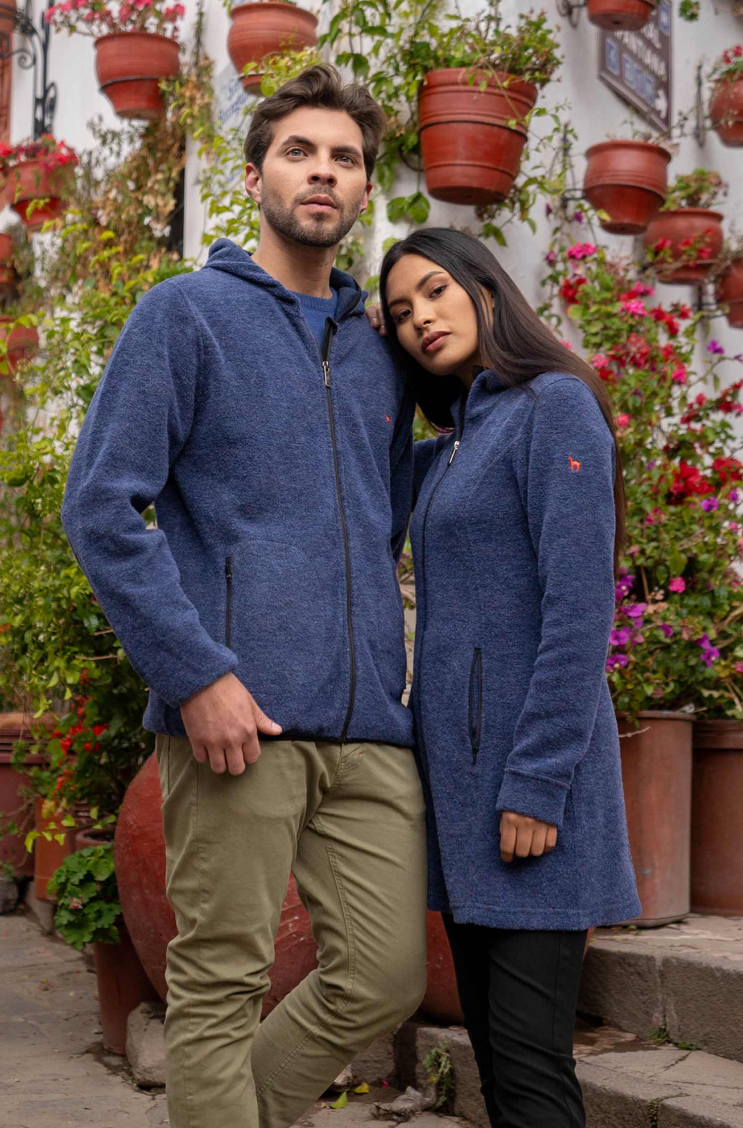 Alpaka Unisex Kapuzenjacke APU FLEECE-saphirblau