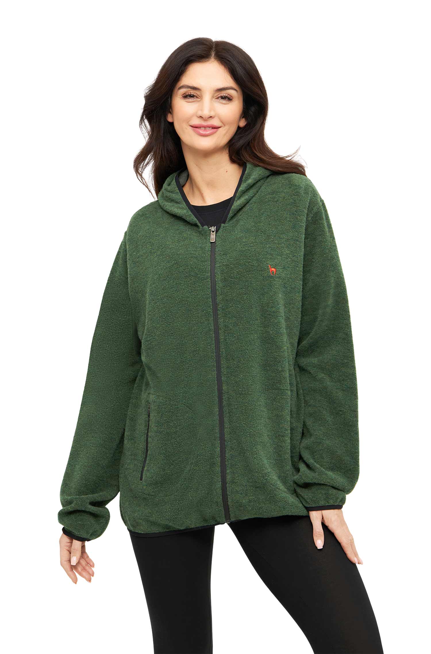 Alpaka Unisex Kapuzenjacke APU FLEECE-waldgrün