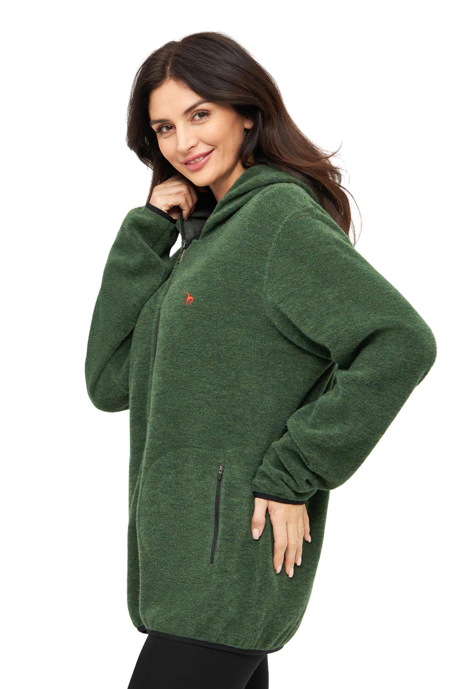 Alpaka Unisex Kapuzenjacke APU FLEECE-waldgrün