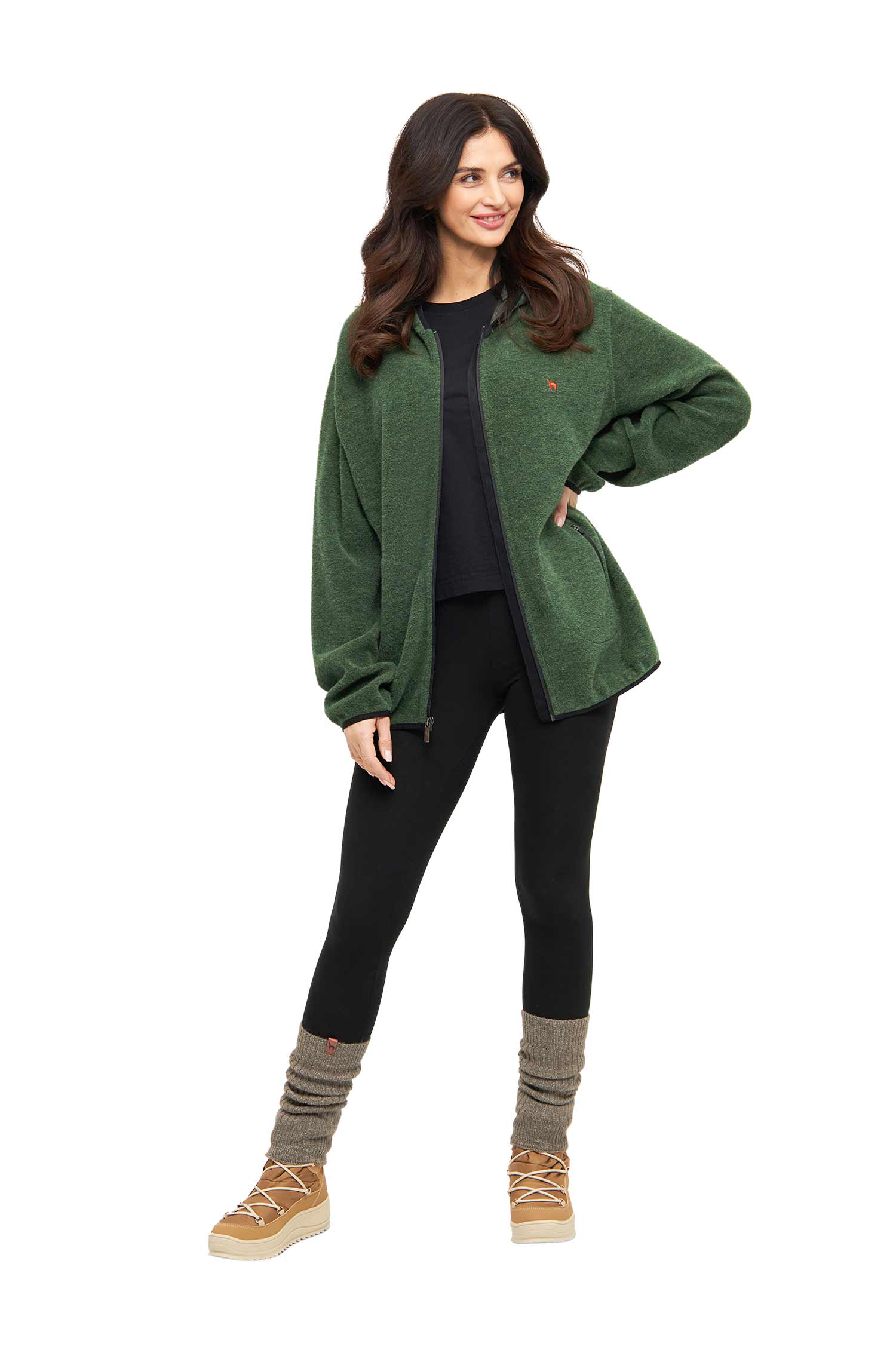 Alpaka Unisex Kapuzenjacke APU FLEECE-waldgrün