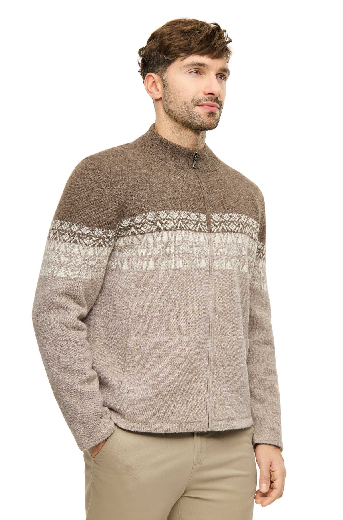Alpaka Strickjacke BEAU | gefüttert-sand