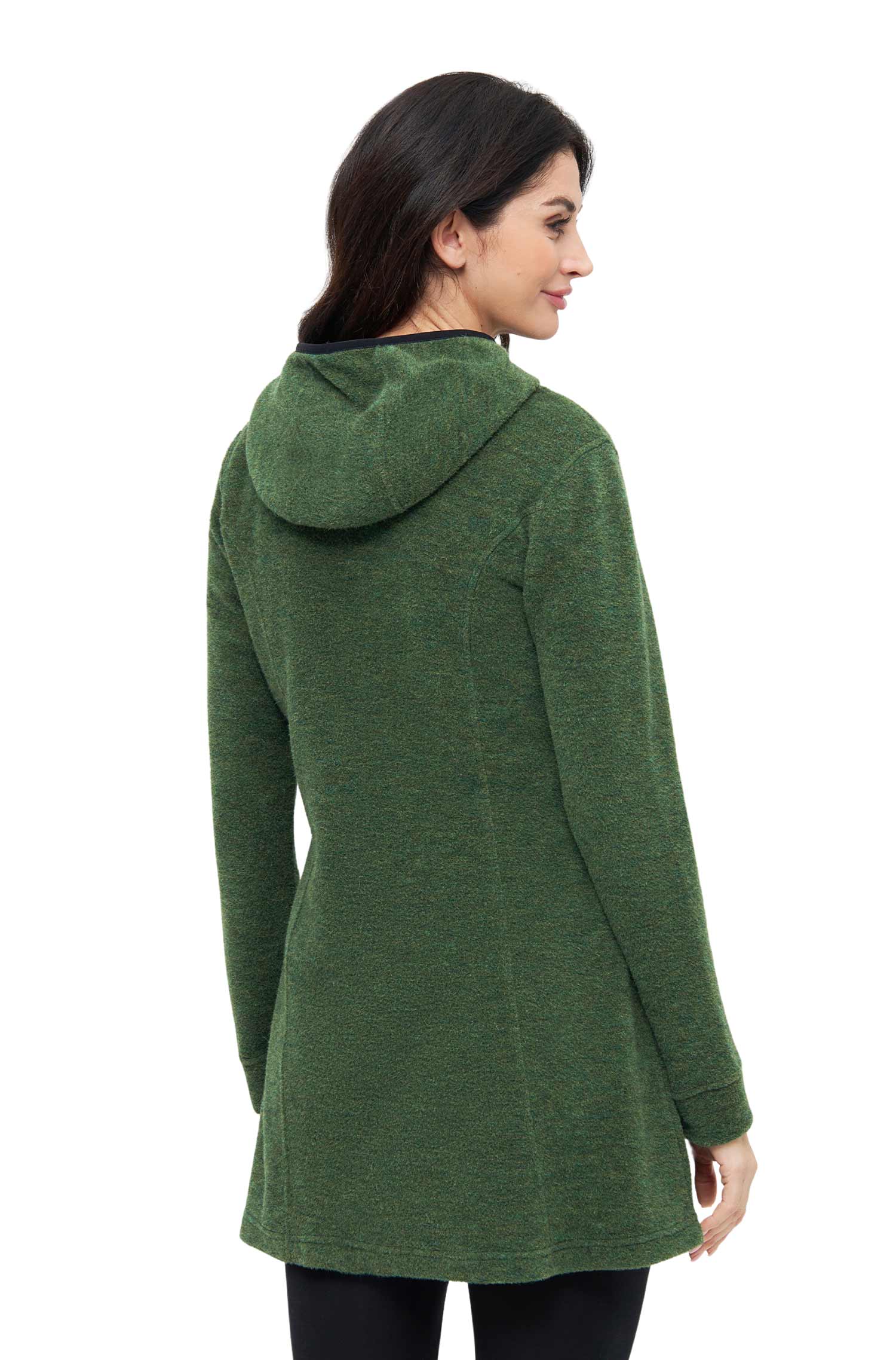 Alpaka Kapuzenmantel APU FLEECE-waldgrün