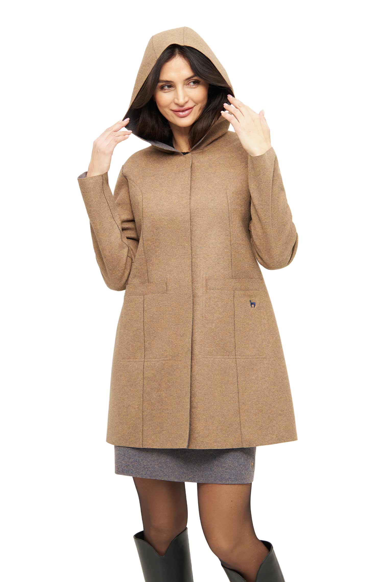 Alpaka Mantel COSTA-sandstein/grau