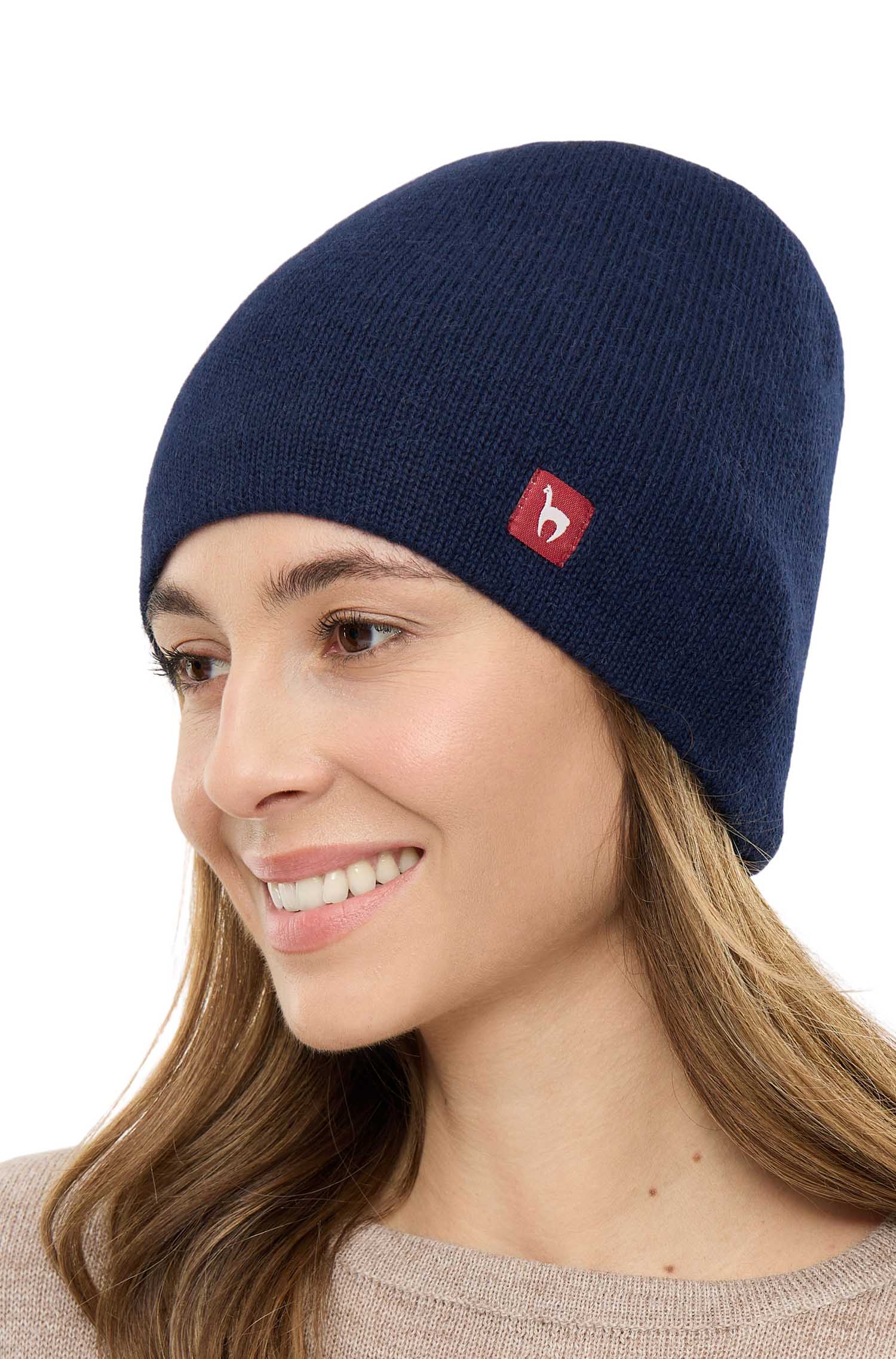 Alpaka Wendemütze UNI-marineblau/kakao
