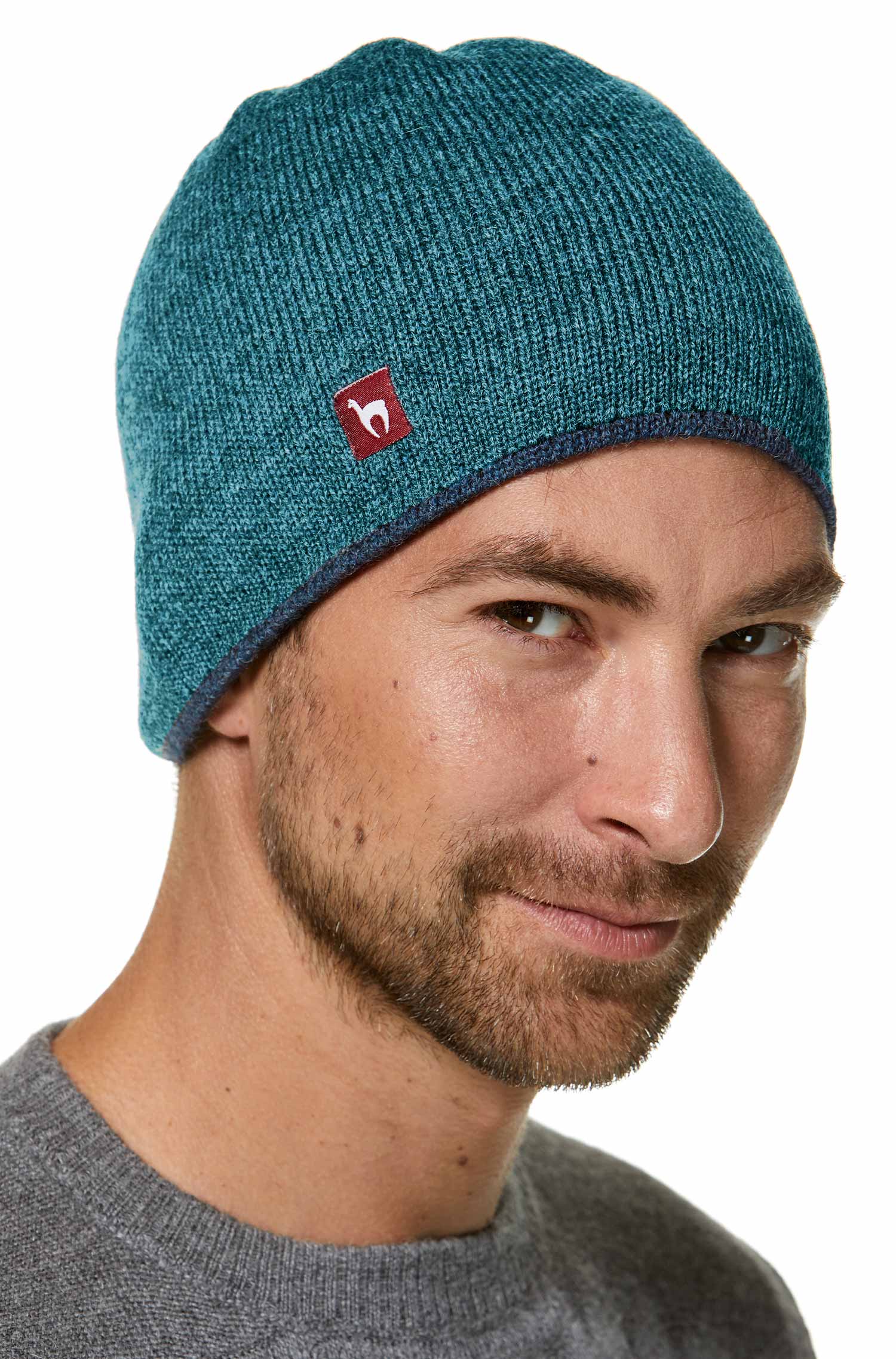 Alpaka Wendemütze UNI-petrol/türkis
