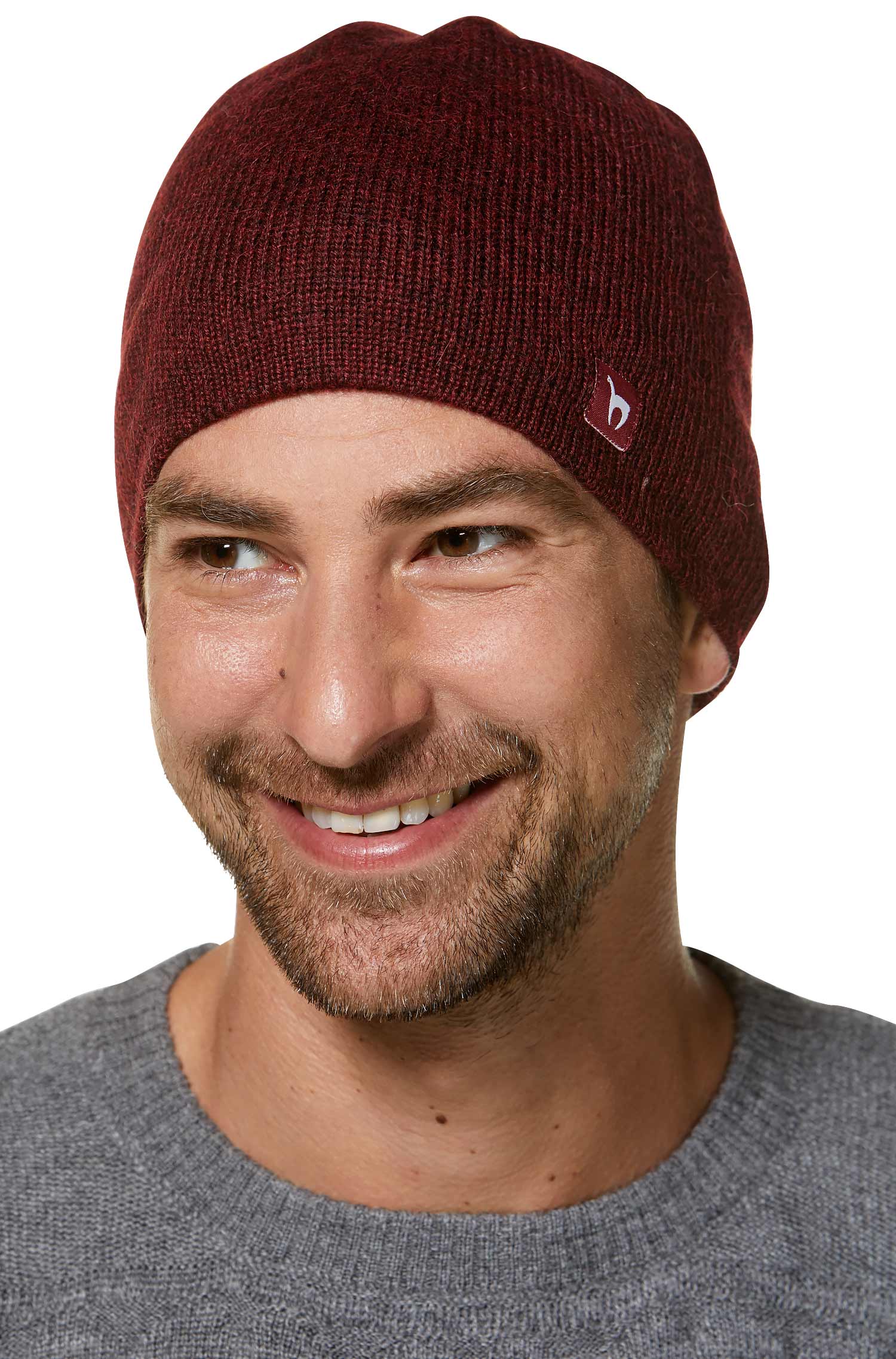 Alpaka Wendemütze UNI-rot/schwarz meliert