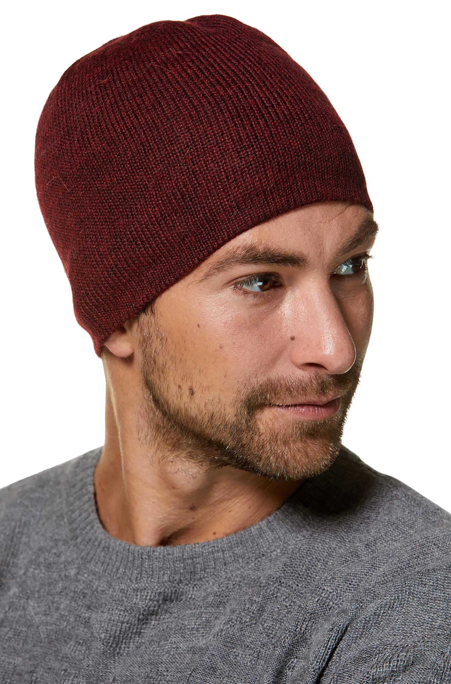 Alpaka Wendemütze UNI-rot/schwarz meliert