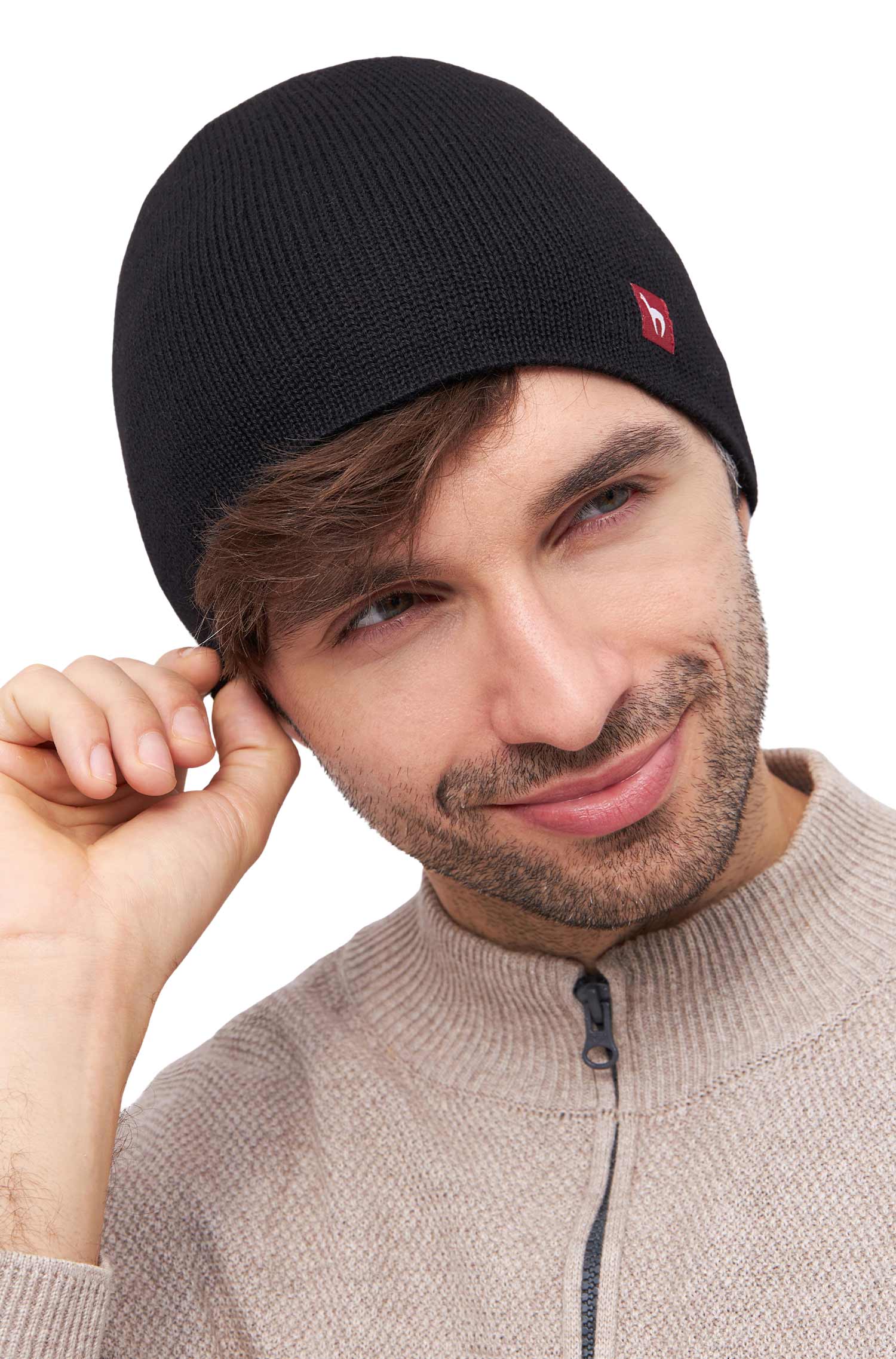 Alpaka Wendemütze UNI-schwarz/grau