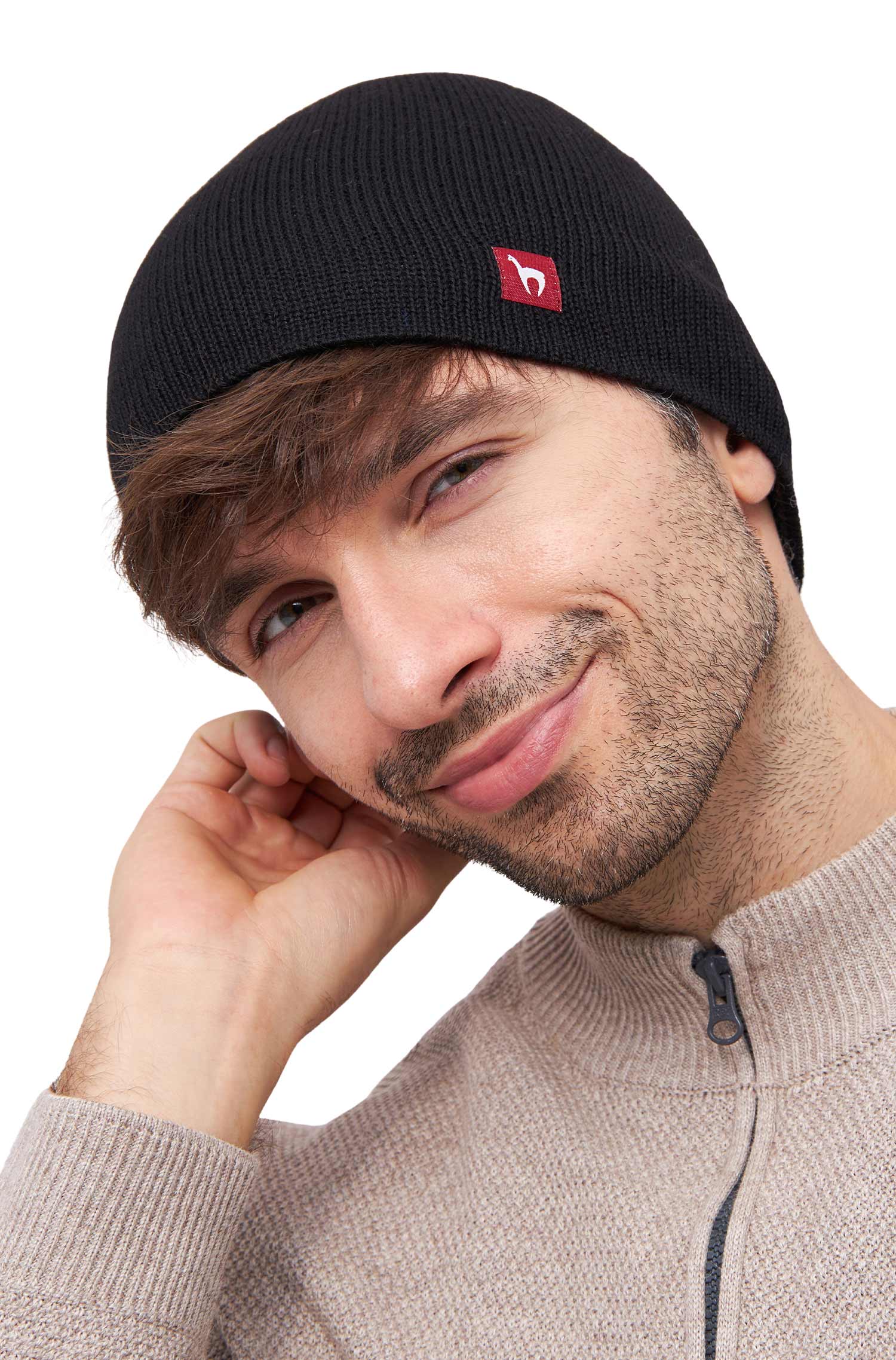 Alpaka Wendemütze UNI-schwarz/grau